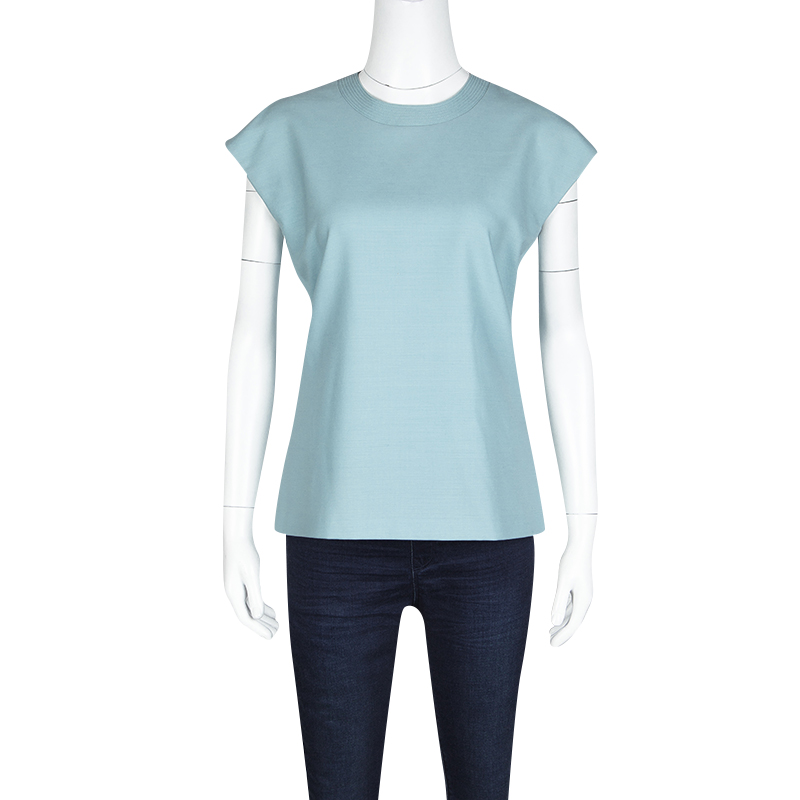 

Gianni Versace Powder Blue Wool Cap Sleeve Top