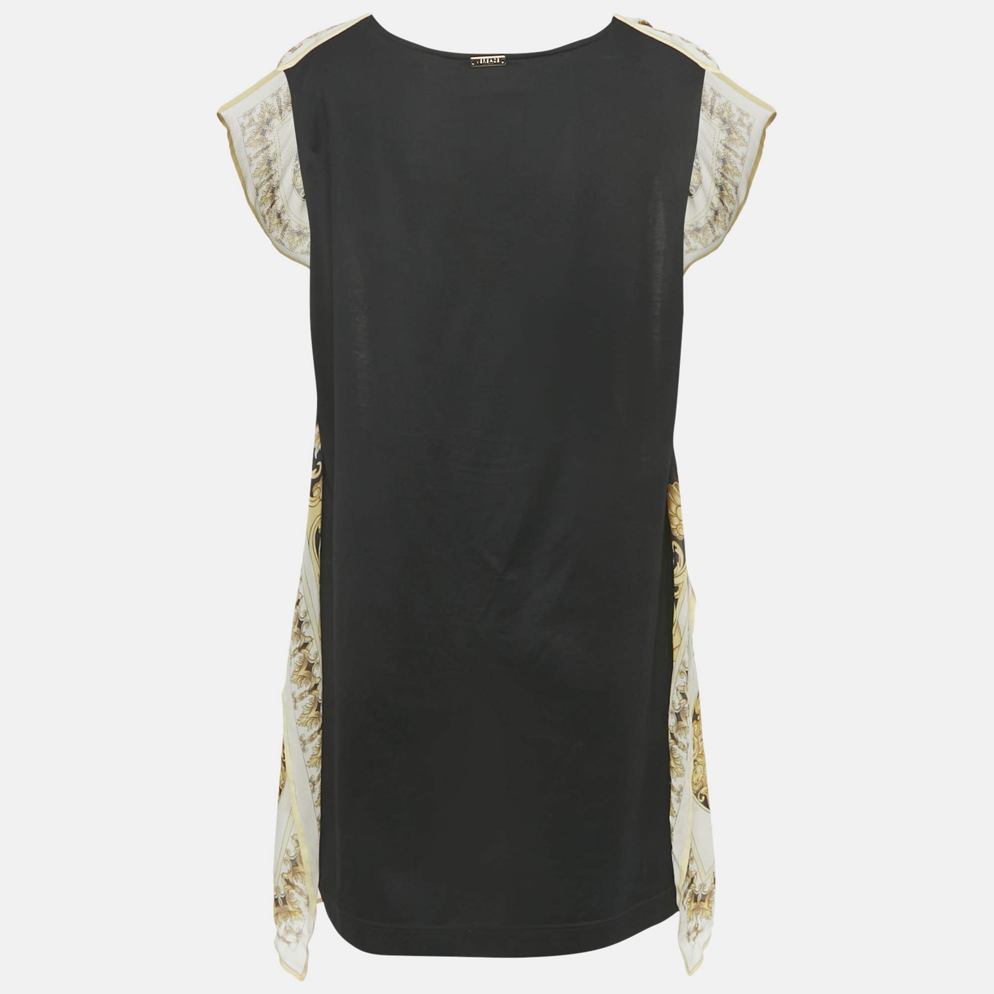 

Versace White Printed Silk & Cotton Knit Kaftan Detail Tunic L, Black
