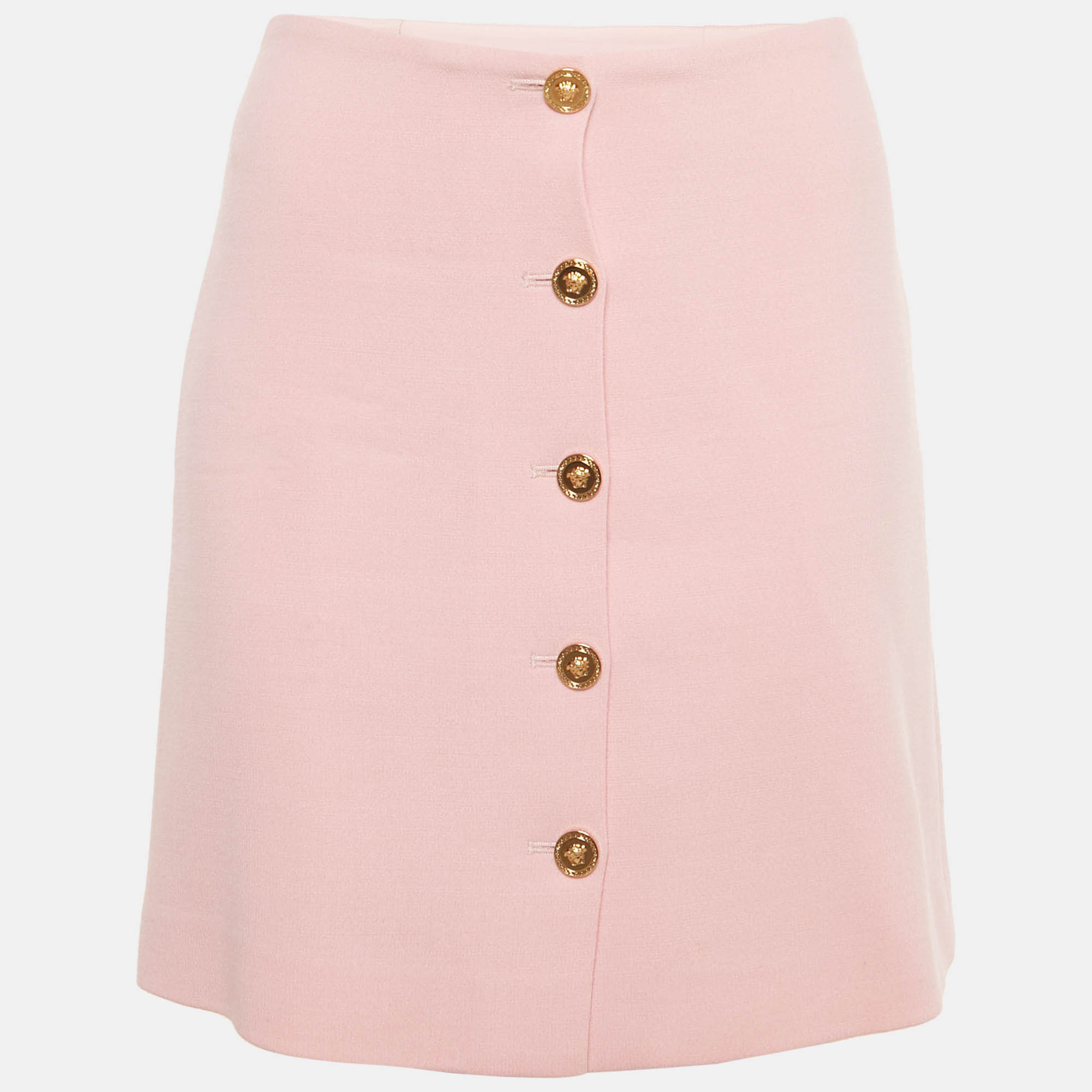 

Versace Pink Wool Medusa Button Mini Skirt S