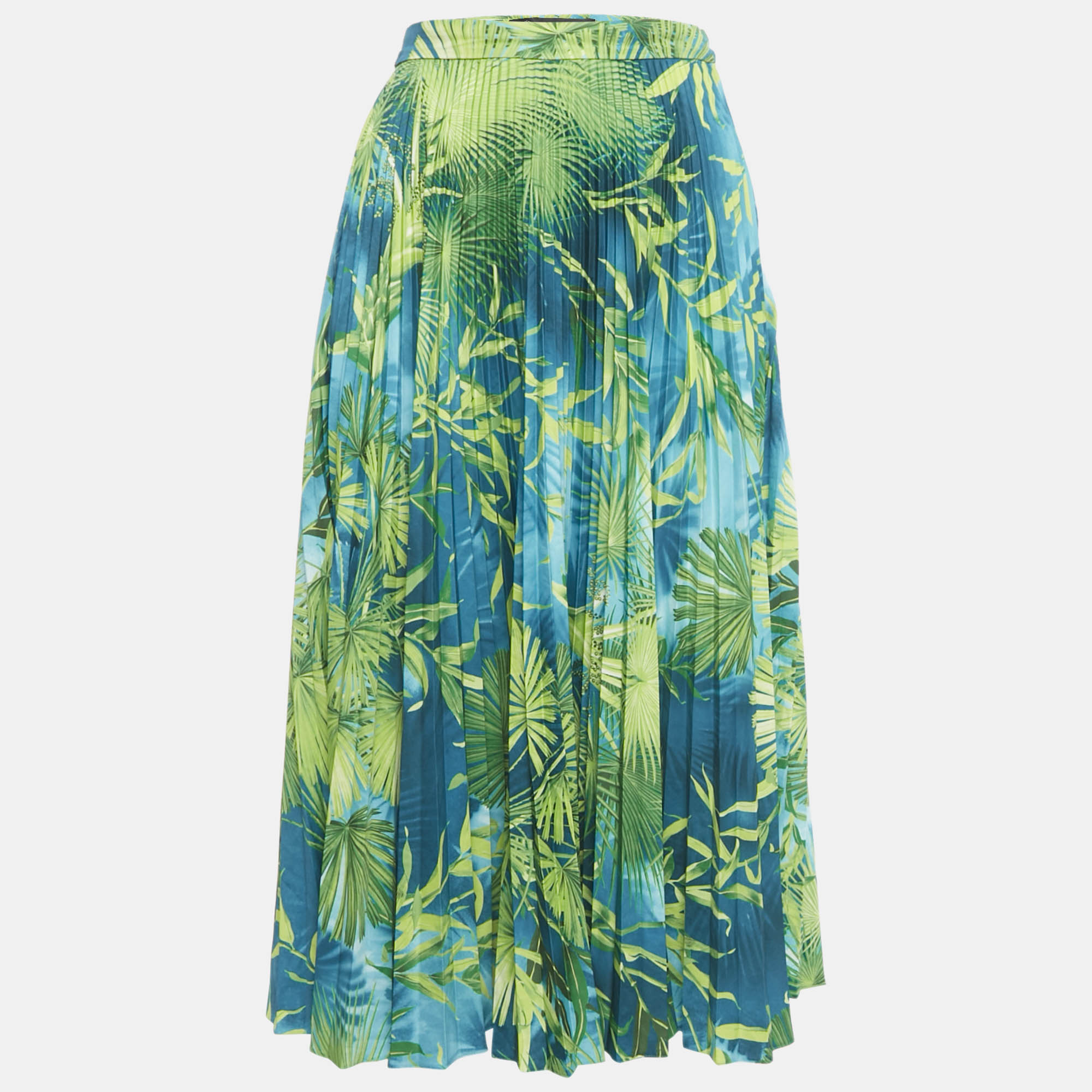 

Versace Green Jungle Print Plisse Midi Skirt S