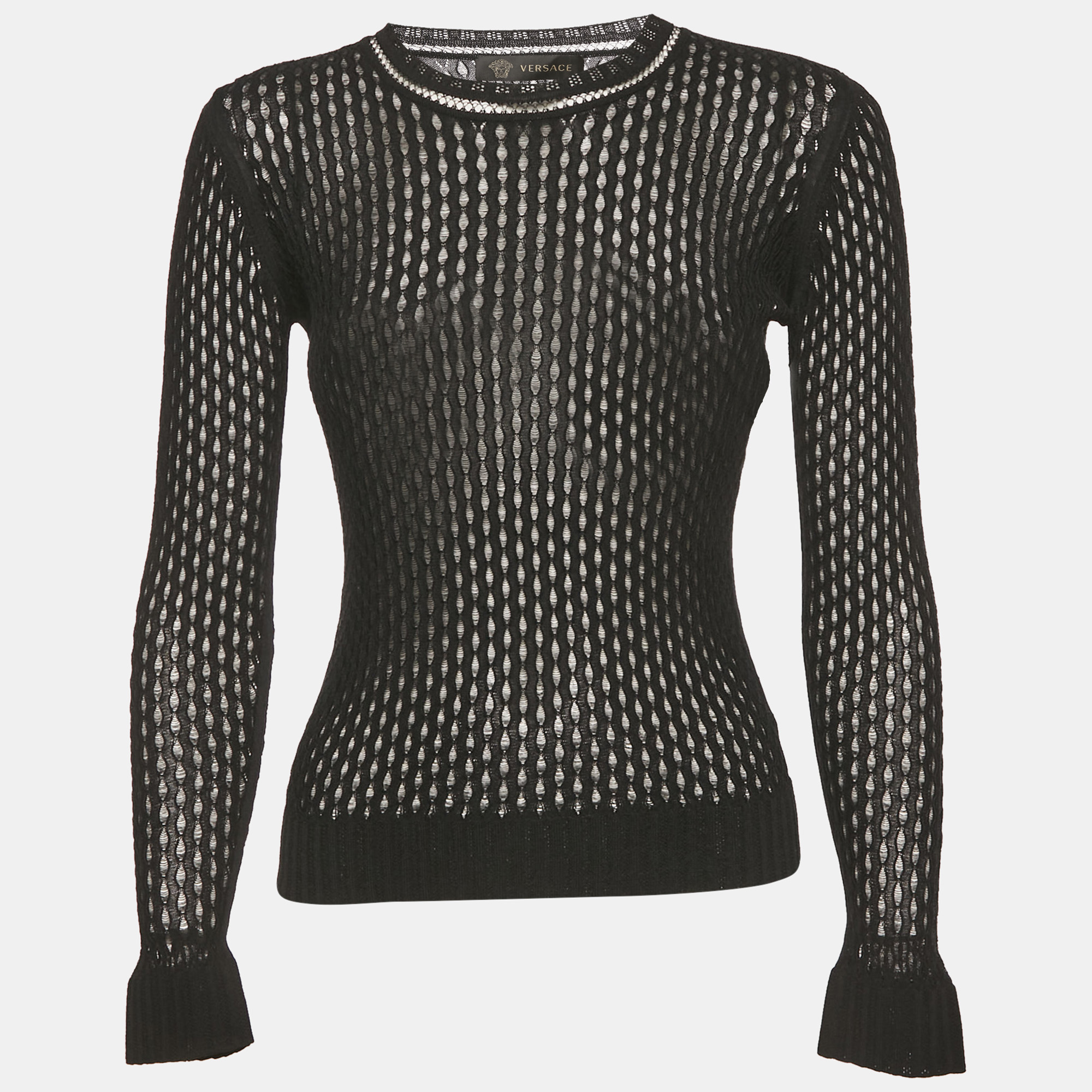 

Versace Black Sheer Mesh Fitted Top S