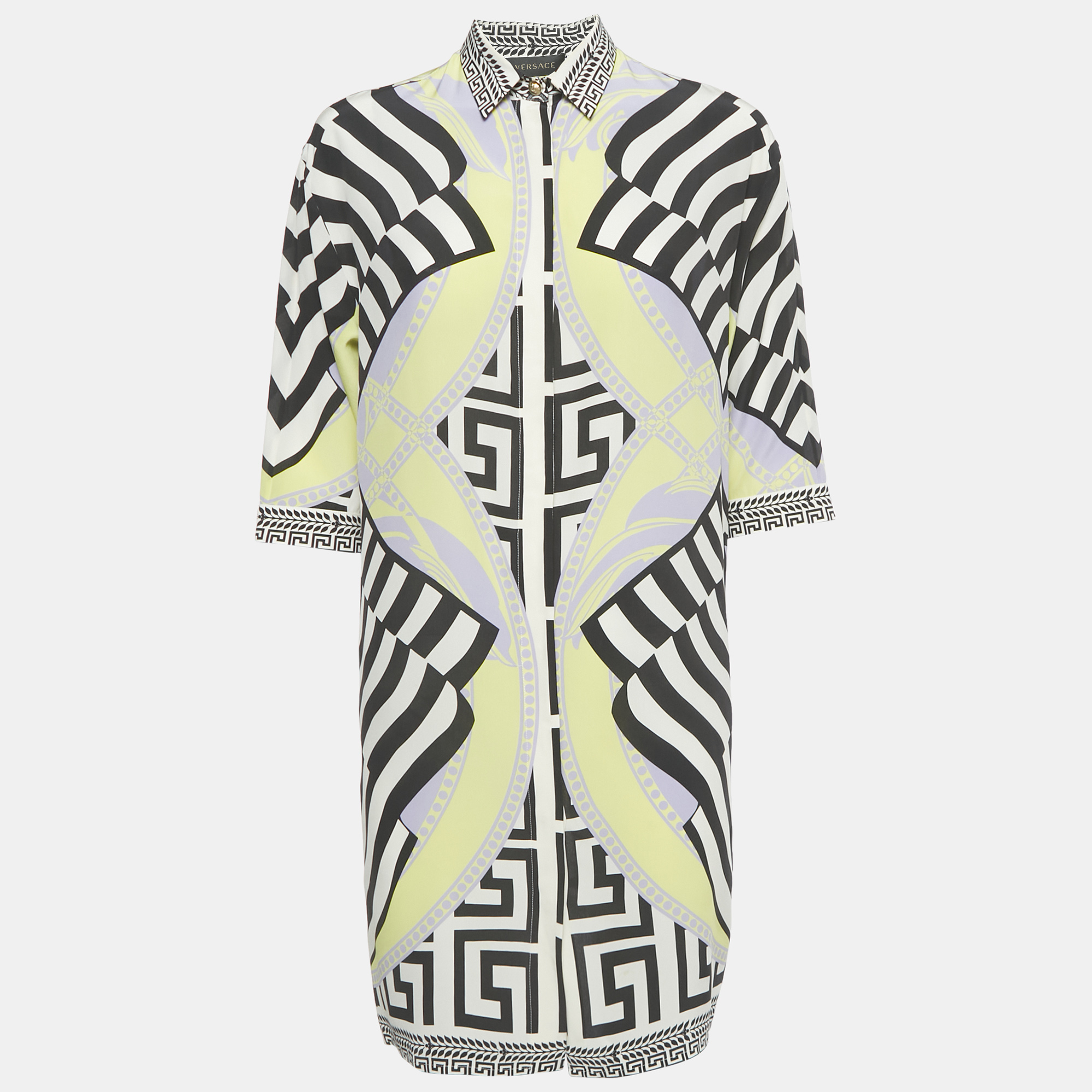 

Versace Multicolor Printed Silk Shirt Dress M, Yellow