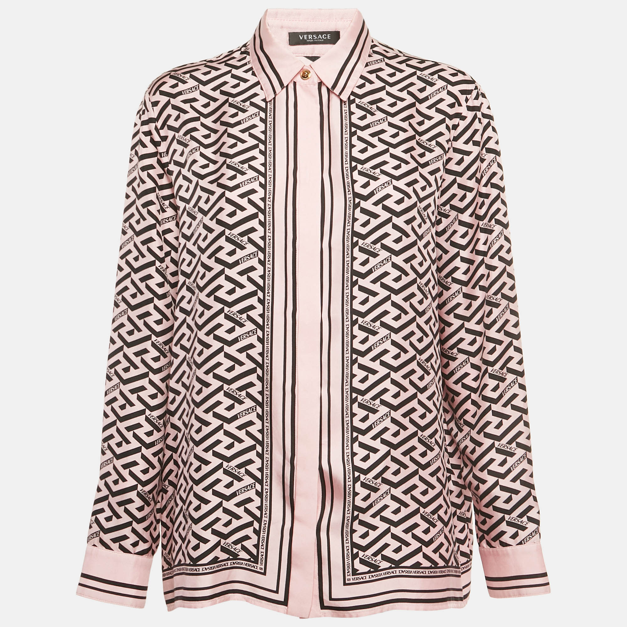 

Versace Pink Print Silk Full Sleeve Shirt M