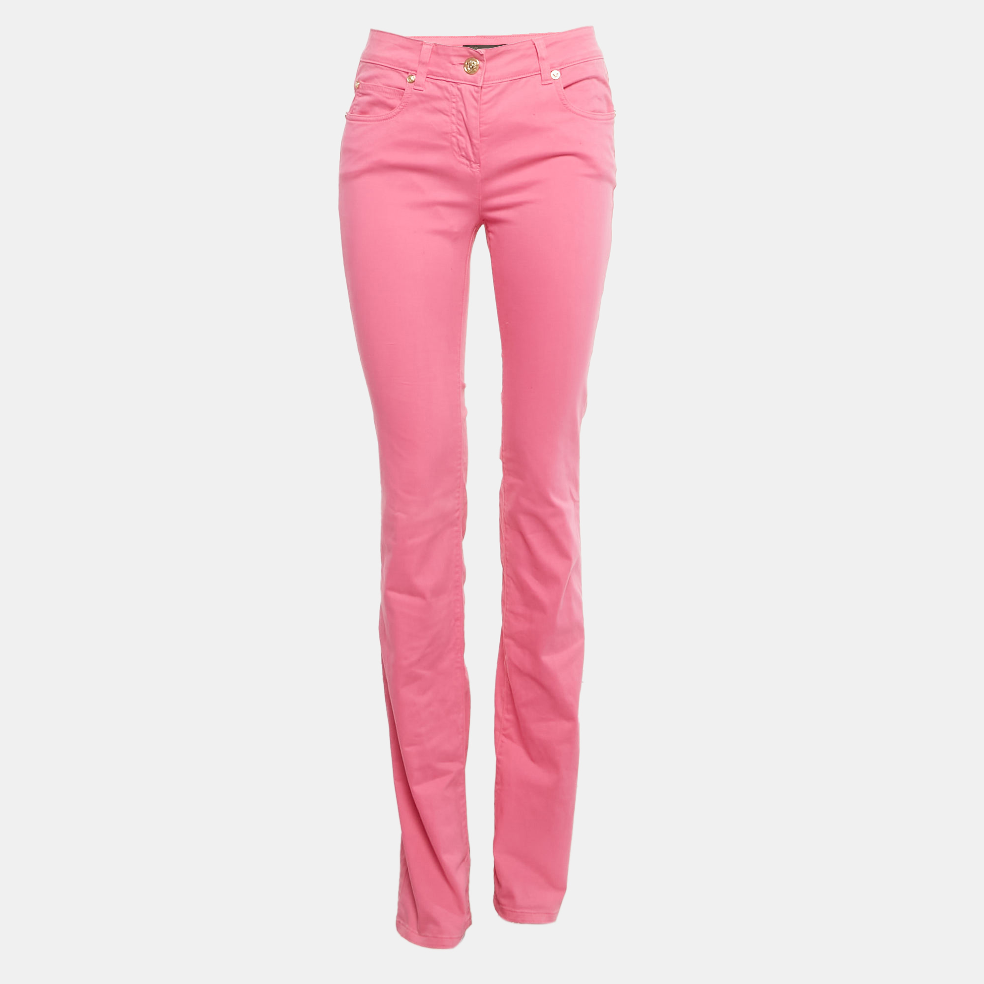 

Versace Pink Pocket Embroidered Cotton Jeans S/Waist 28"