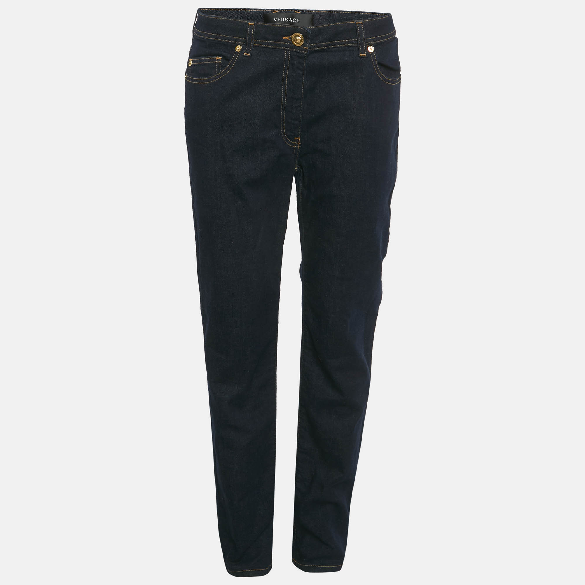 Pre-owned Versace Navy Blue Denim Skinny Jeans L/waist 31"