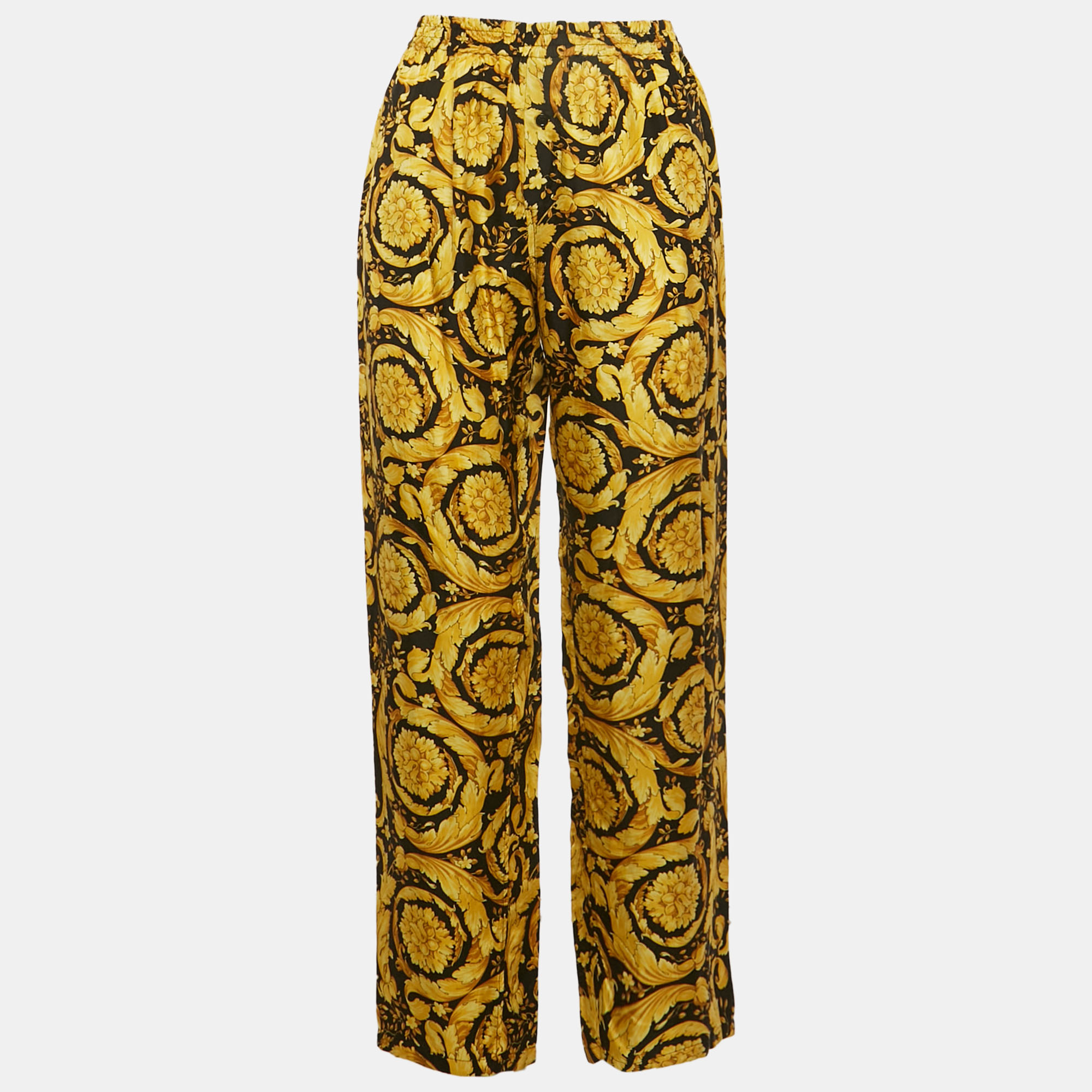 

Versace Black/Yellow Barocco Print Silk Pyjama Trousers M
