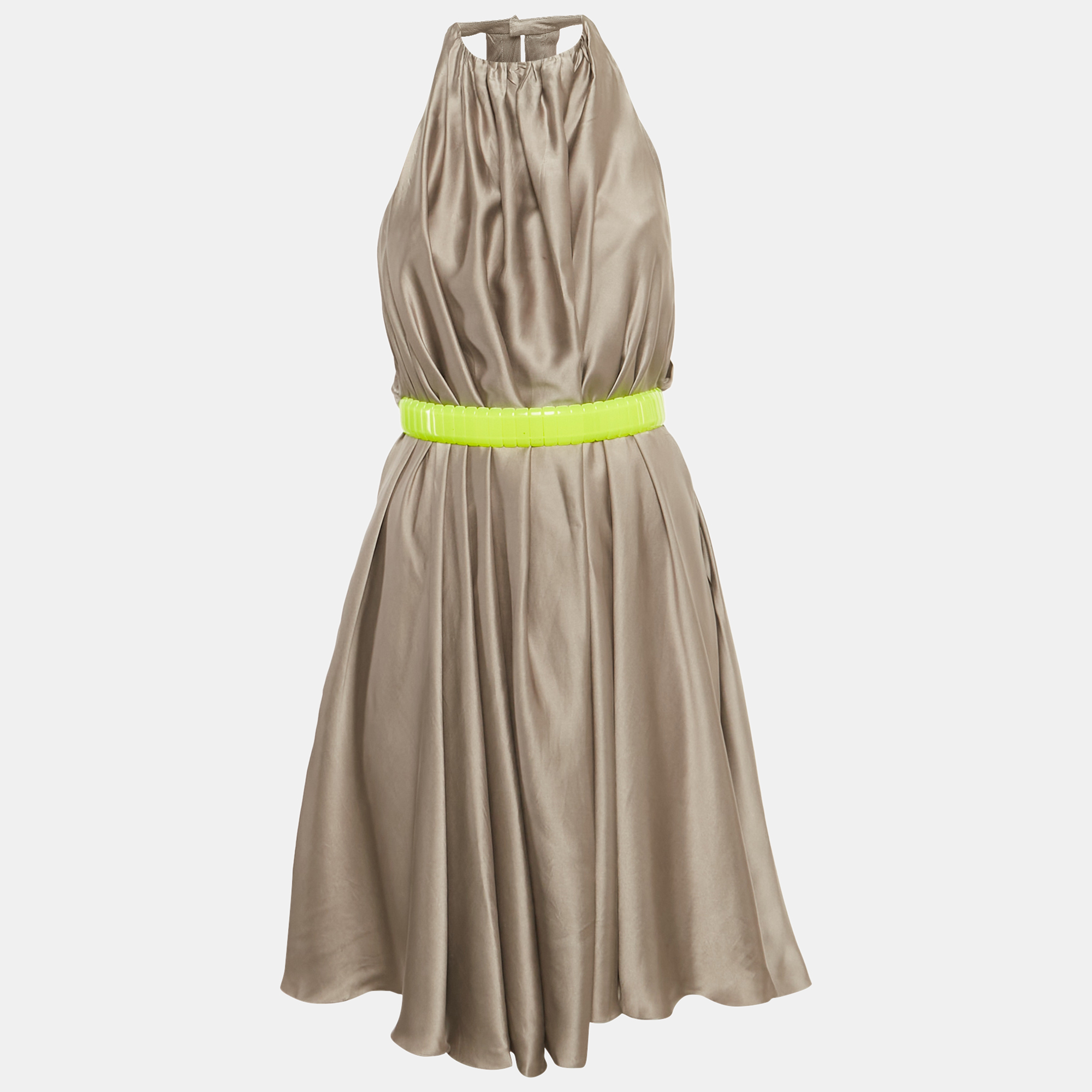 

Versace Grey Silk Belted Halter Neck Mini Dress S