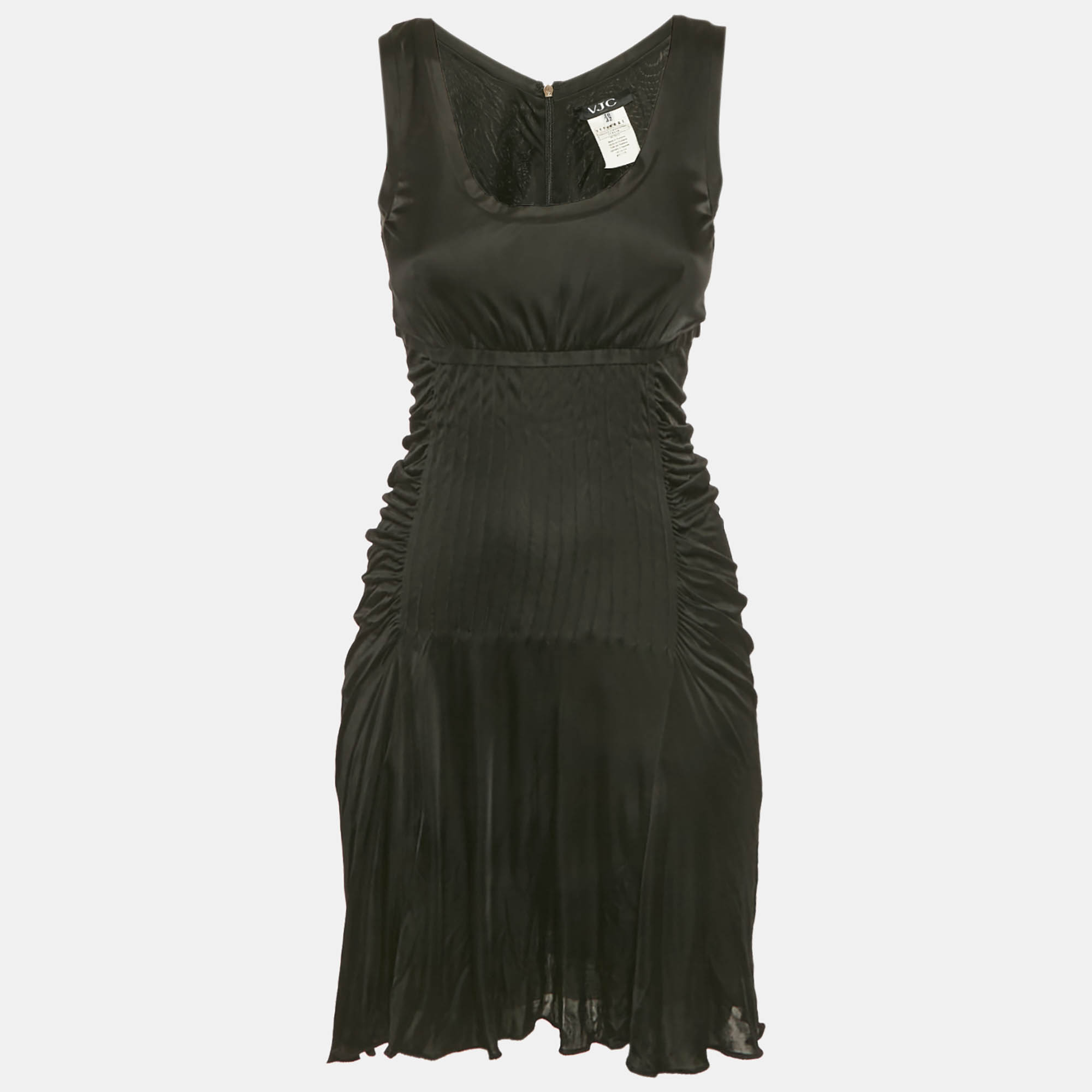 

VJC by Versace Black Jersey Ruched Detail Dress M