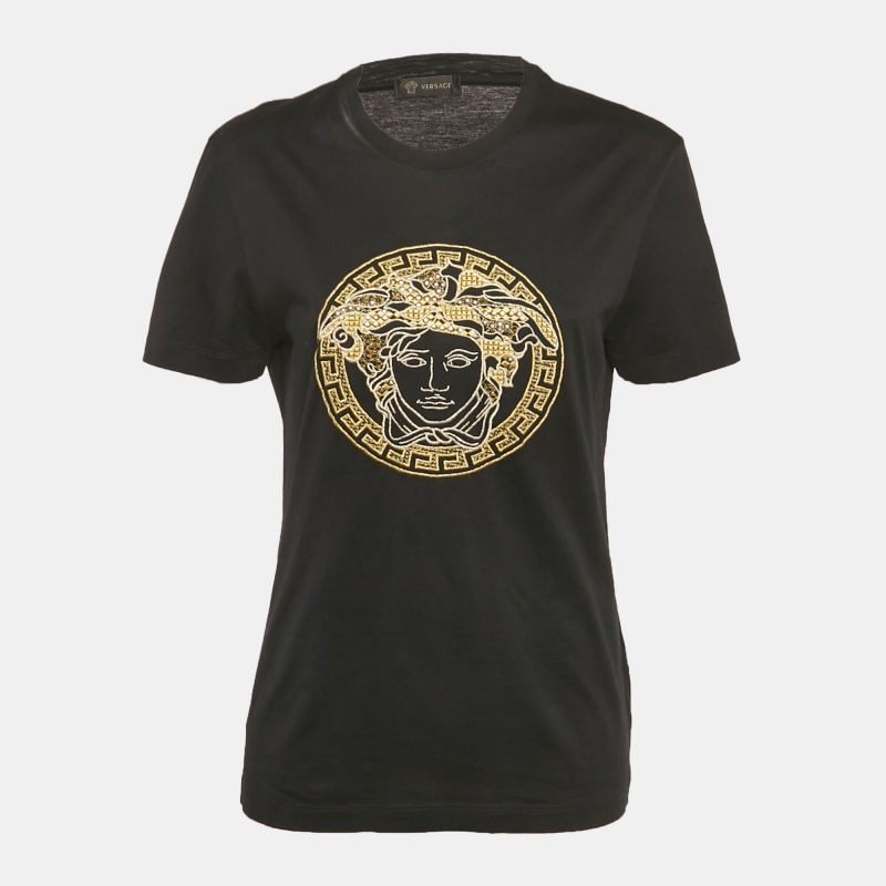 

Gianni Versace Black Medusa Embroidered Jersey T-Shirt S