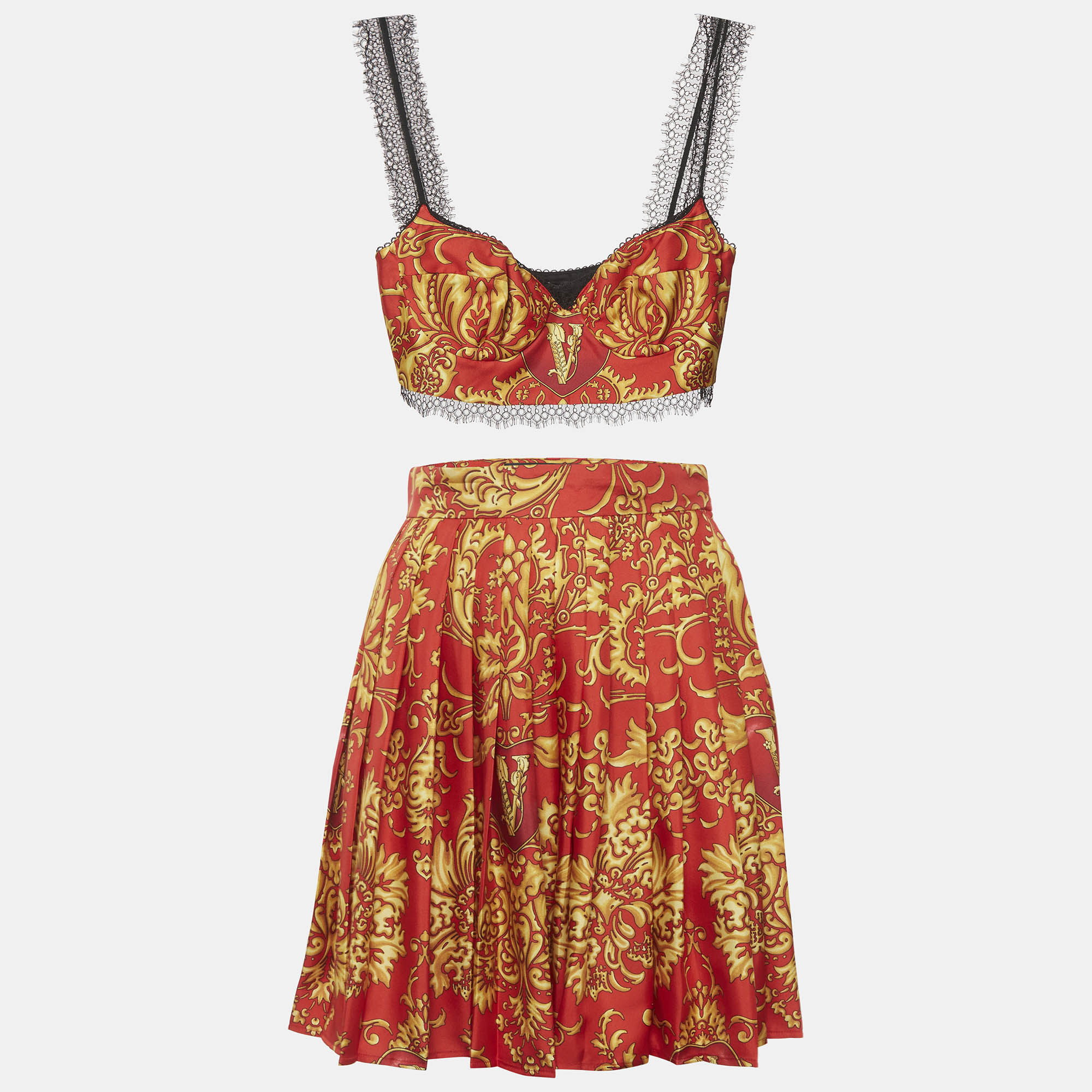 

Versace Red Borocco Print Silk Set S