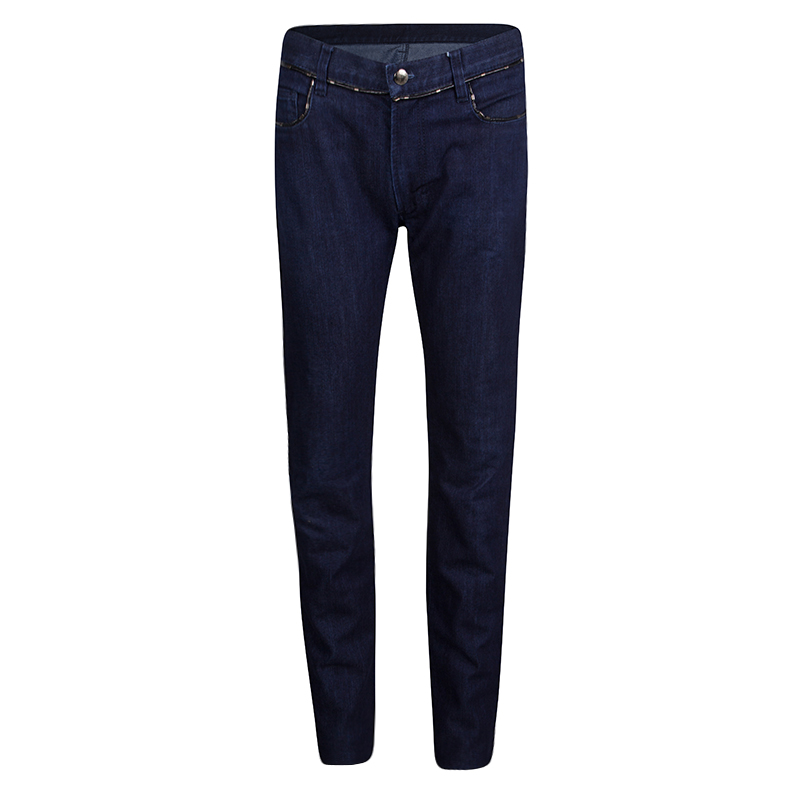Pre Owned Versace Collection Indigo Dark Wash Denim Straight Fit Jeans M