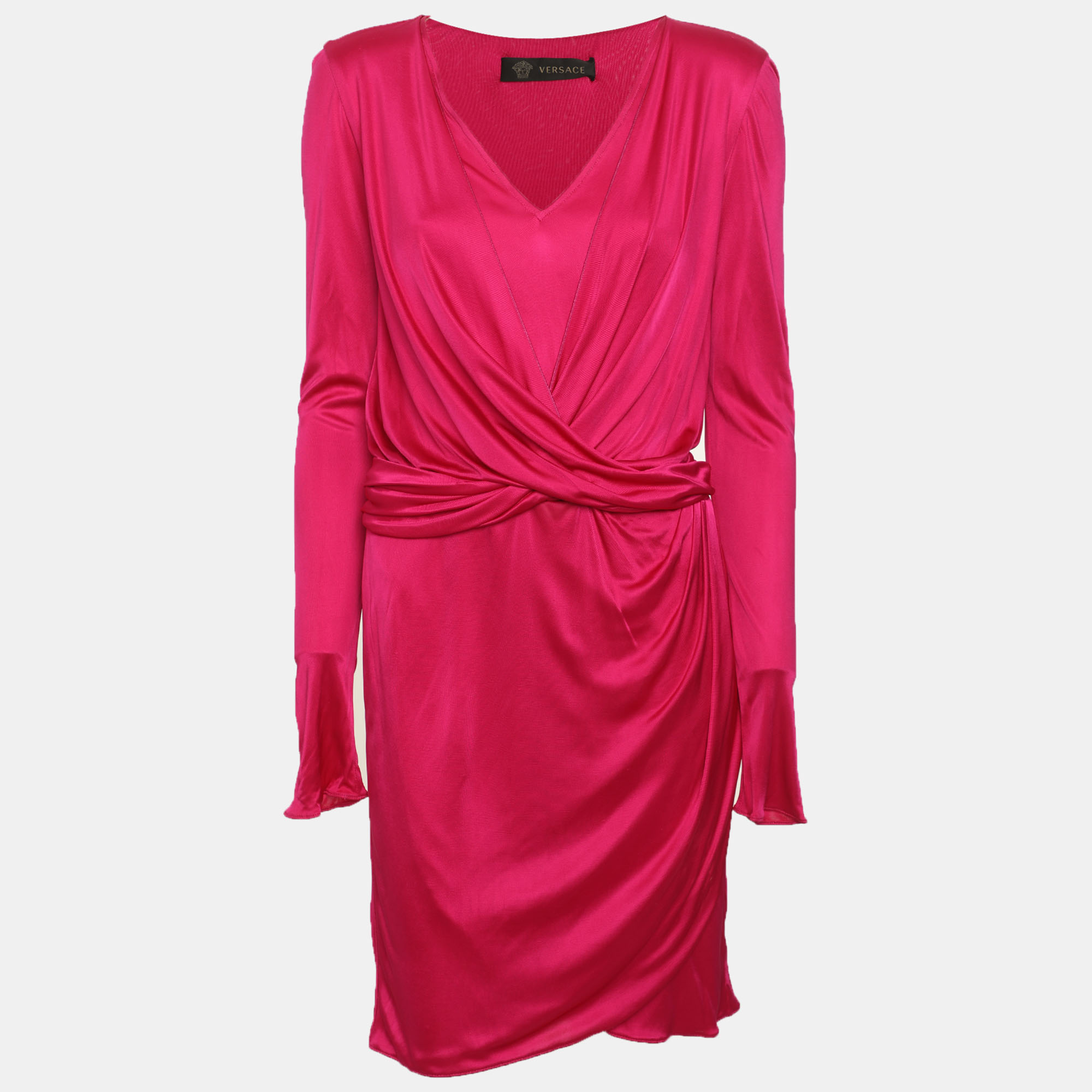 

Versace Pink Jersey Draped Midi Dress M