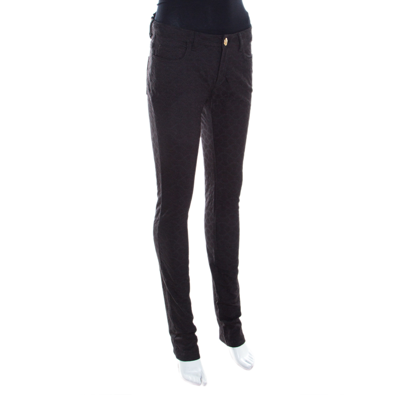 

Versace Black Textured Jacquard Skinny Pants