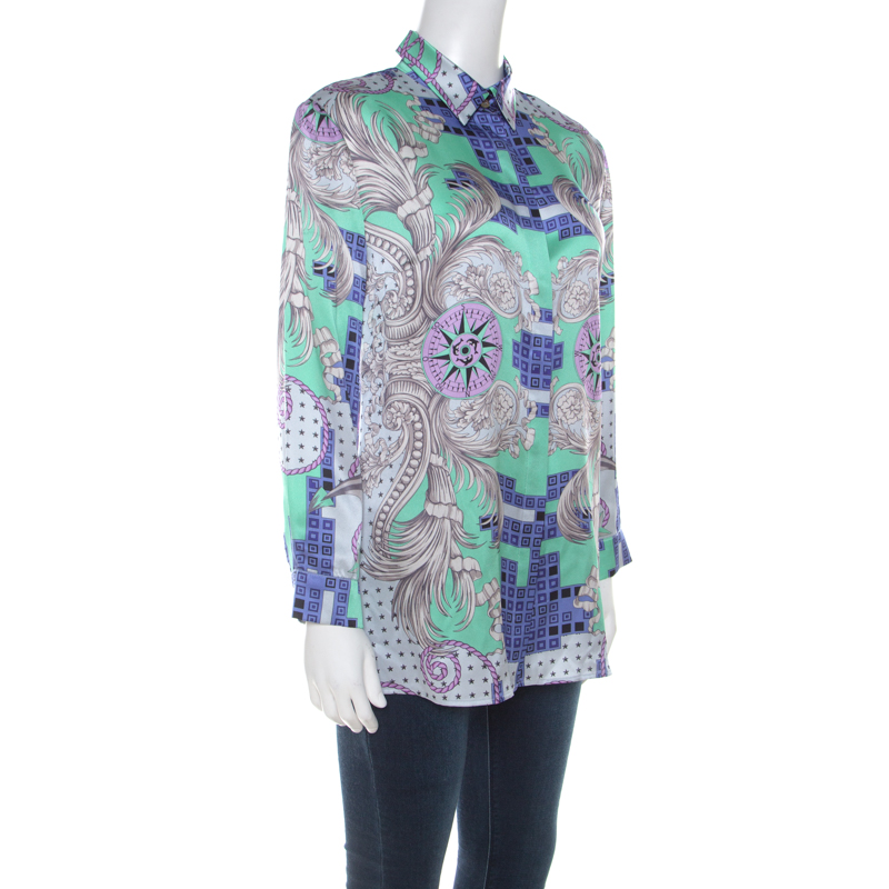 

Versace Collection Multicolor Baroque Printed Silk Shirt