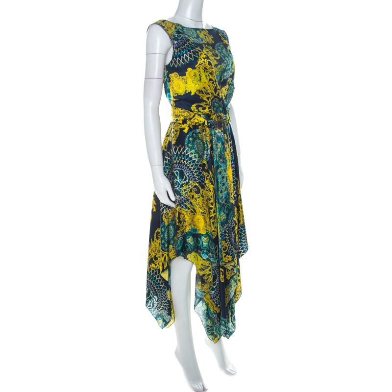 

Versace Multicolor Printed Layered Handkerchief Hem Dress