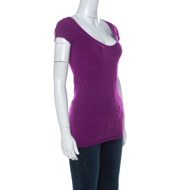 

Versace Collection Purple Stretch Jersey Bodycon Top