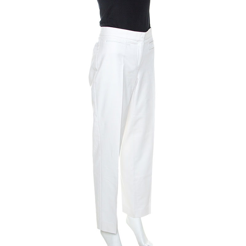 

Versace Vintage Off White Cotton Straight Fit Trousers