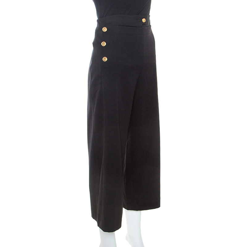 

Versace Black Wool Meduda Button Detail Culotte Trousers