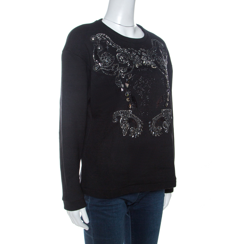 

Versace Black Medusa Embellished Wool Sweatshirt