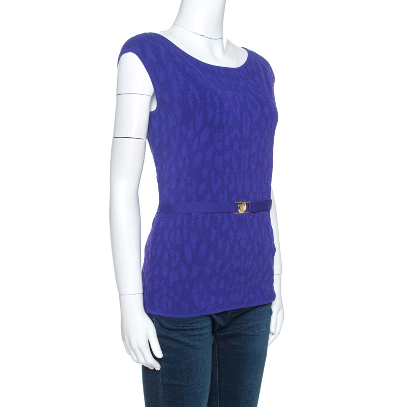 

Versace Purple Jacquard Knit Sleeveless Top