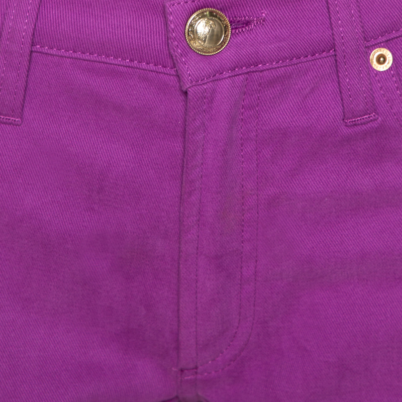 Pre-owned Versace Collection Purple Cotton Embroidered Pocket Detail Jeans M