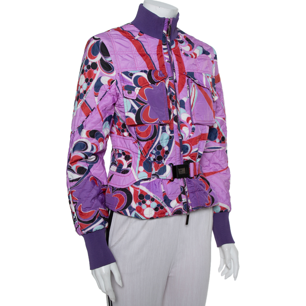 

Versace Sport Multicolor Synthetic Quilted Bomber Jacket, Purple