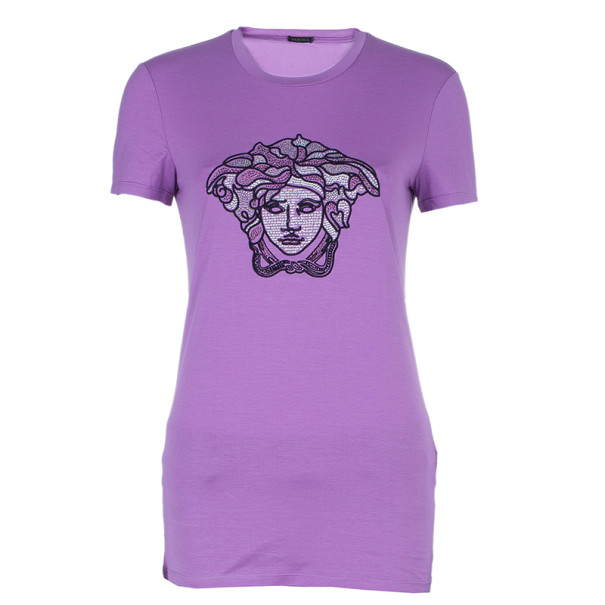 Versace Purple Studded Medusa T-Shirt M 