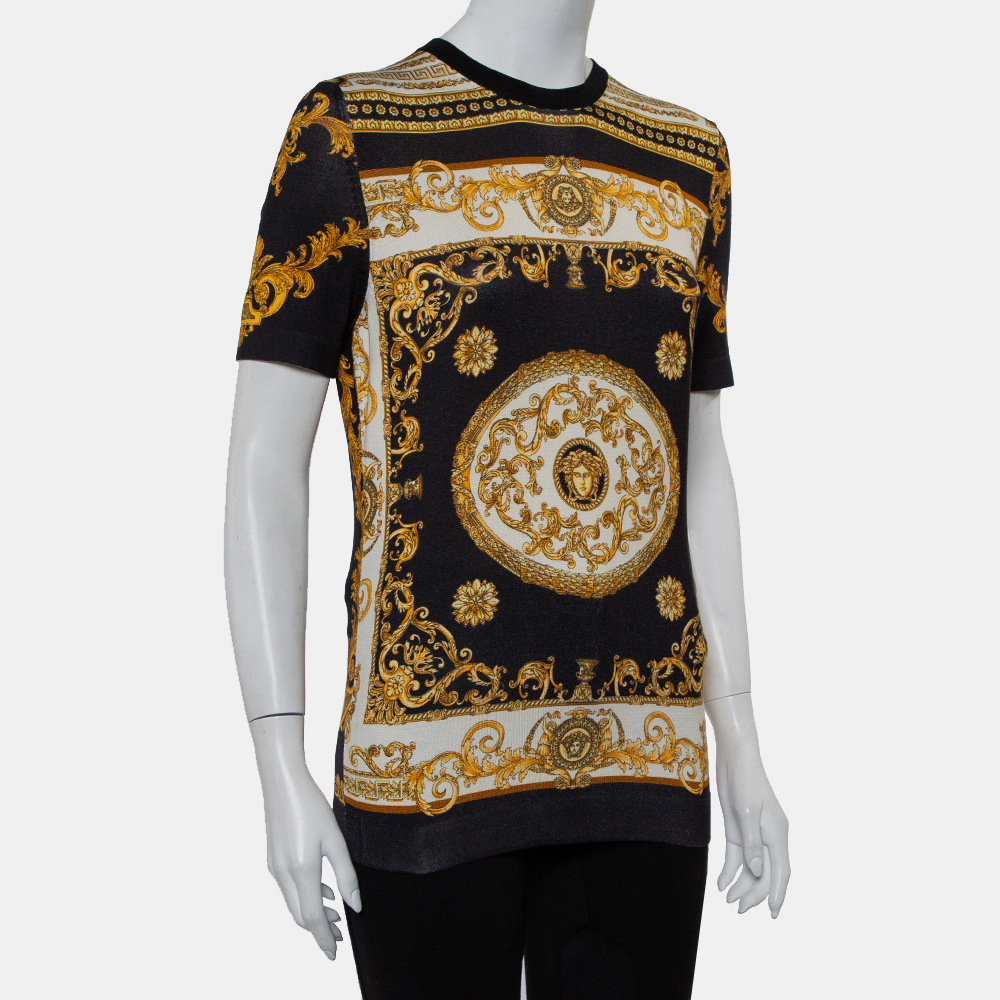 

Versace Gold Medusa Head Print Fabric T-Shirt