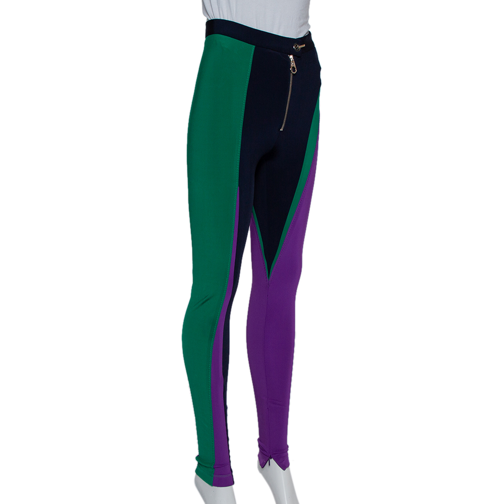 

Versace Color Block Knit Zip Front Leggings, Multicolor