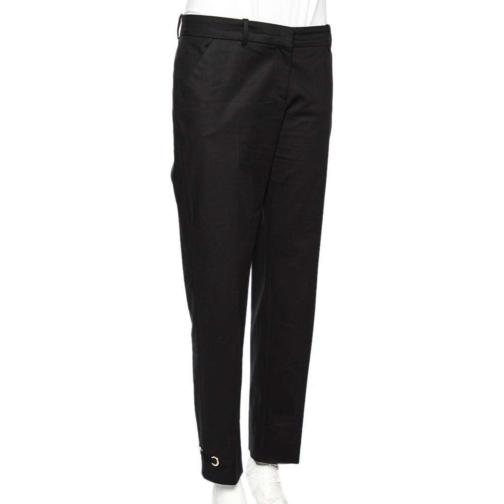 

Versace Black Cotton Gold Ankle Detail Formal Trousers