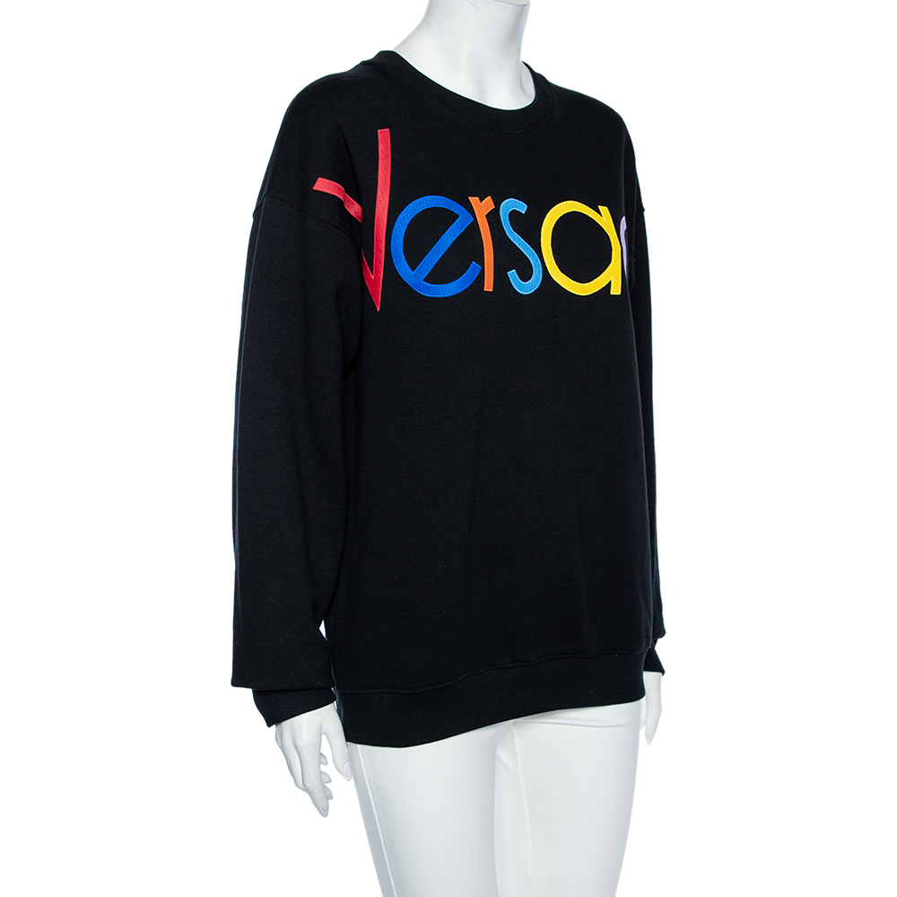 

Versace Black & Multicolored Vintage Logo Embroidered Knit Sweatshirt