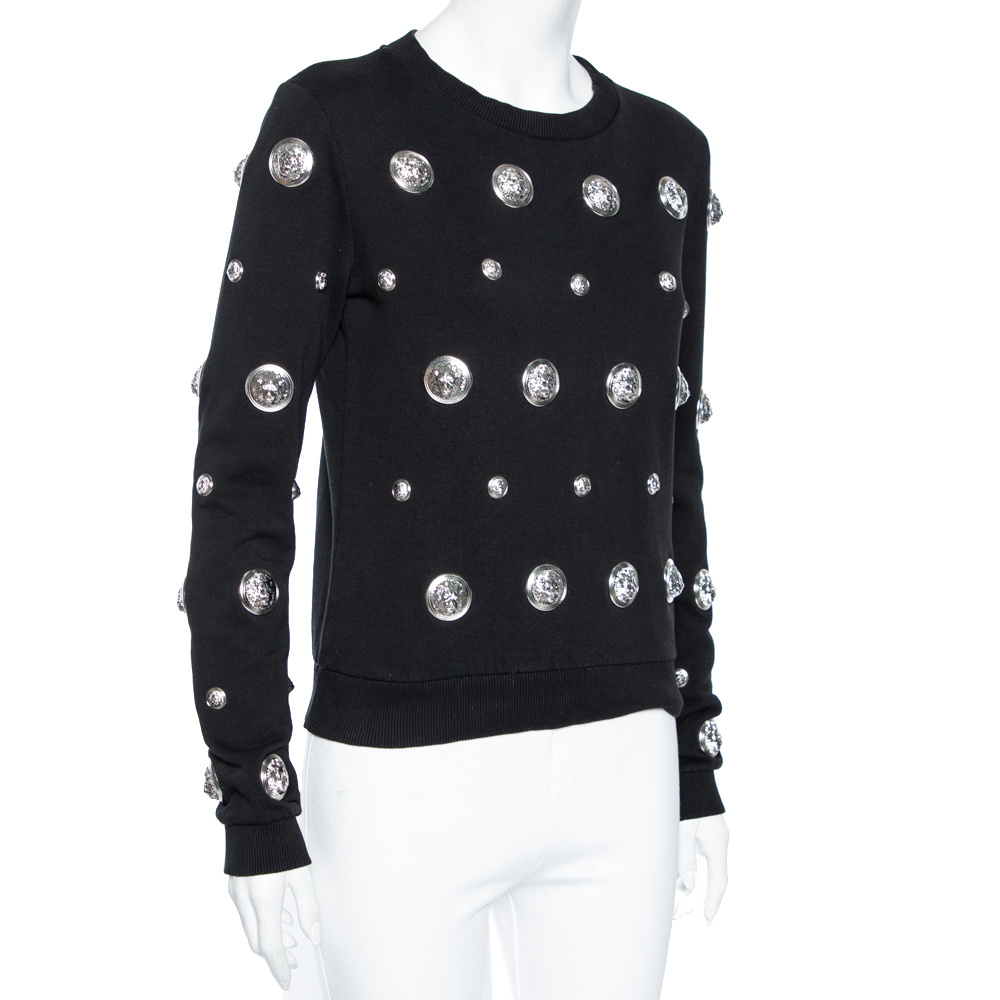 

Versus Versace Black Cotton Embellished Crewneck Sweatshirt