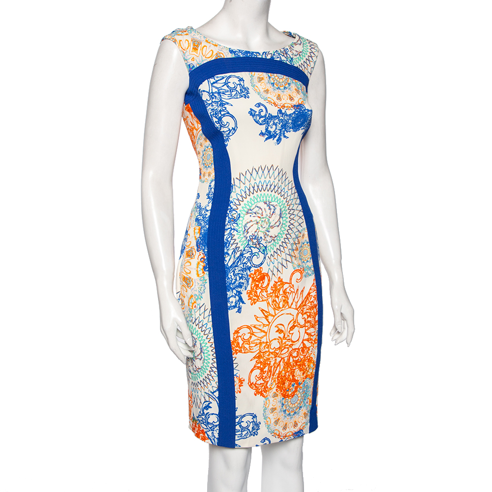 

Versace Multicolor Printed Crepe Sleeveless Midi Dress