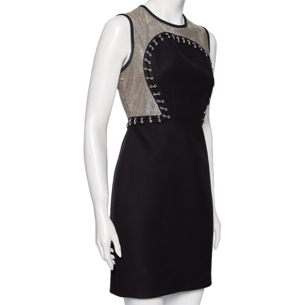 

Versace Black Silk & Metal Embellished Sleeveless Dress