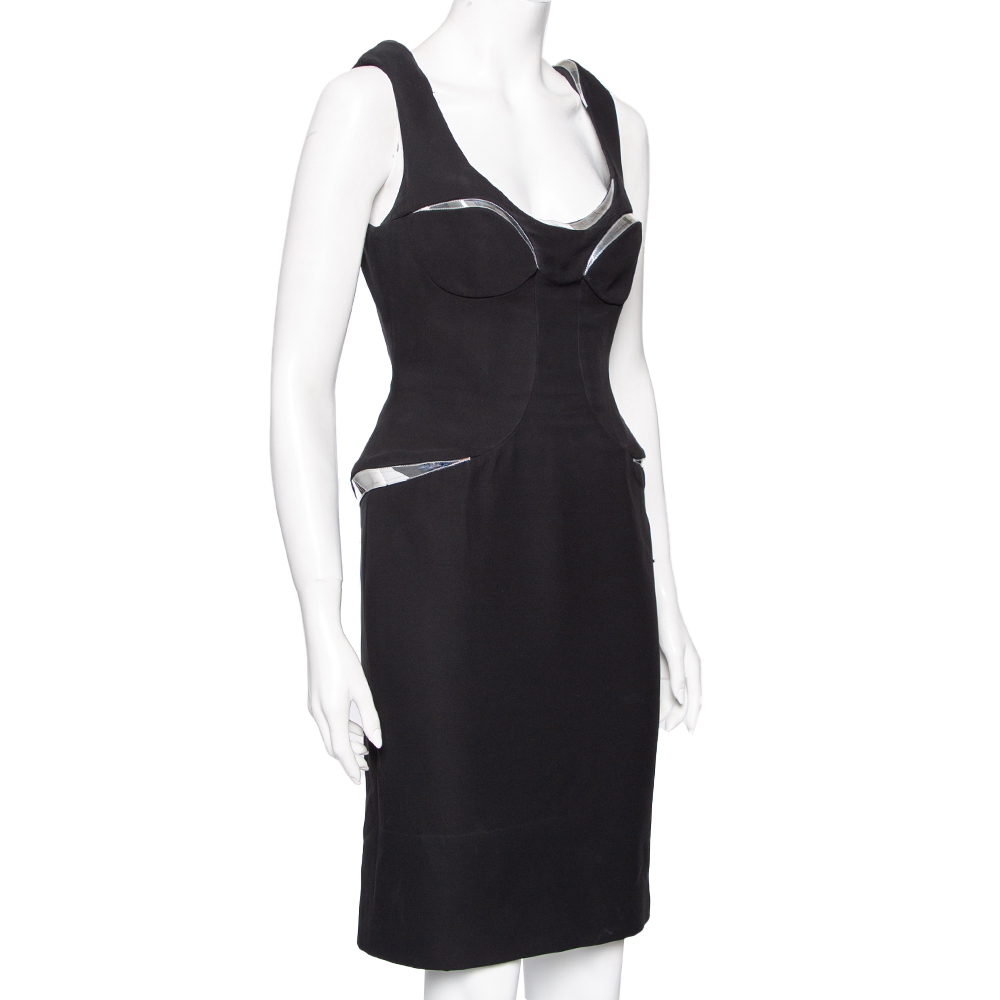 

Versace Black Silk & Metallic Trim Detailed Sleeveless Dress