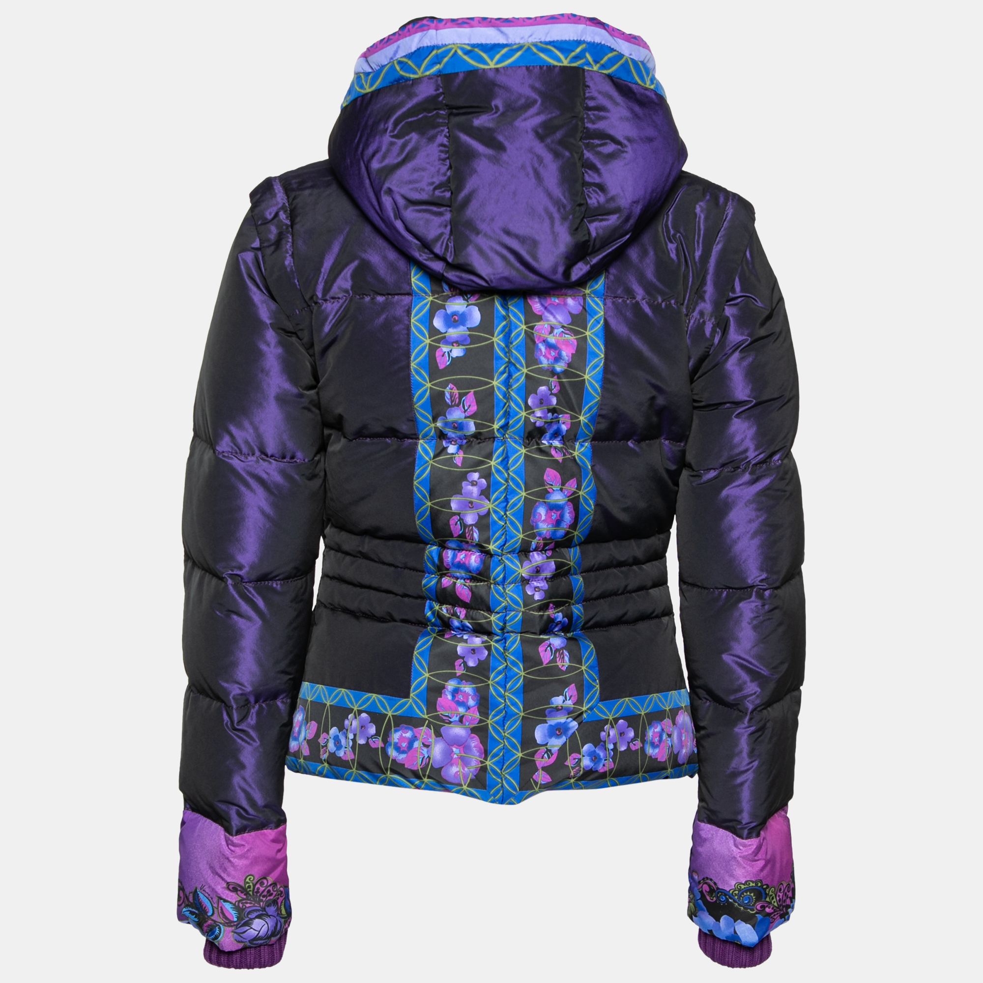 

Versace Purple Floral Printed Down Synthetic Puffer Jacket