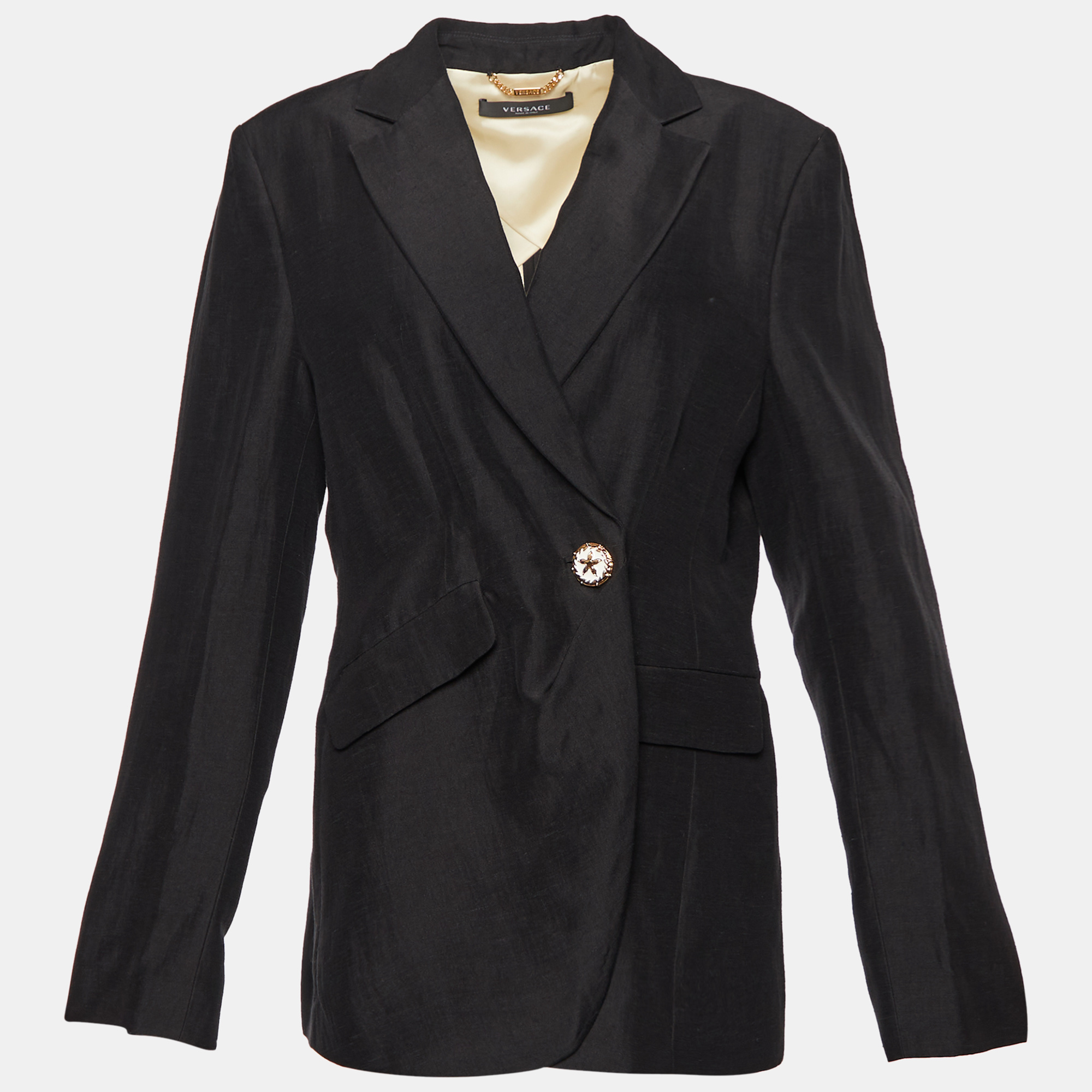 

Versace Black Linen Blend Single Buttoned Blazer