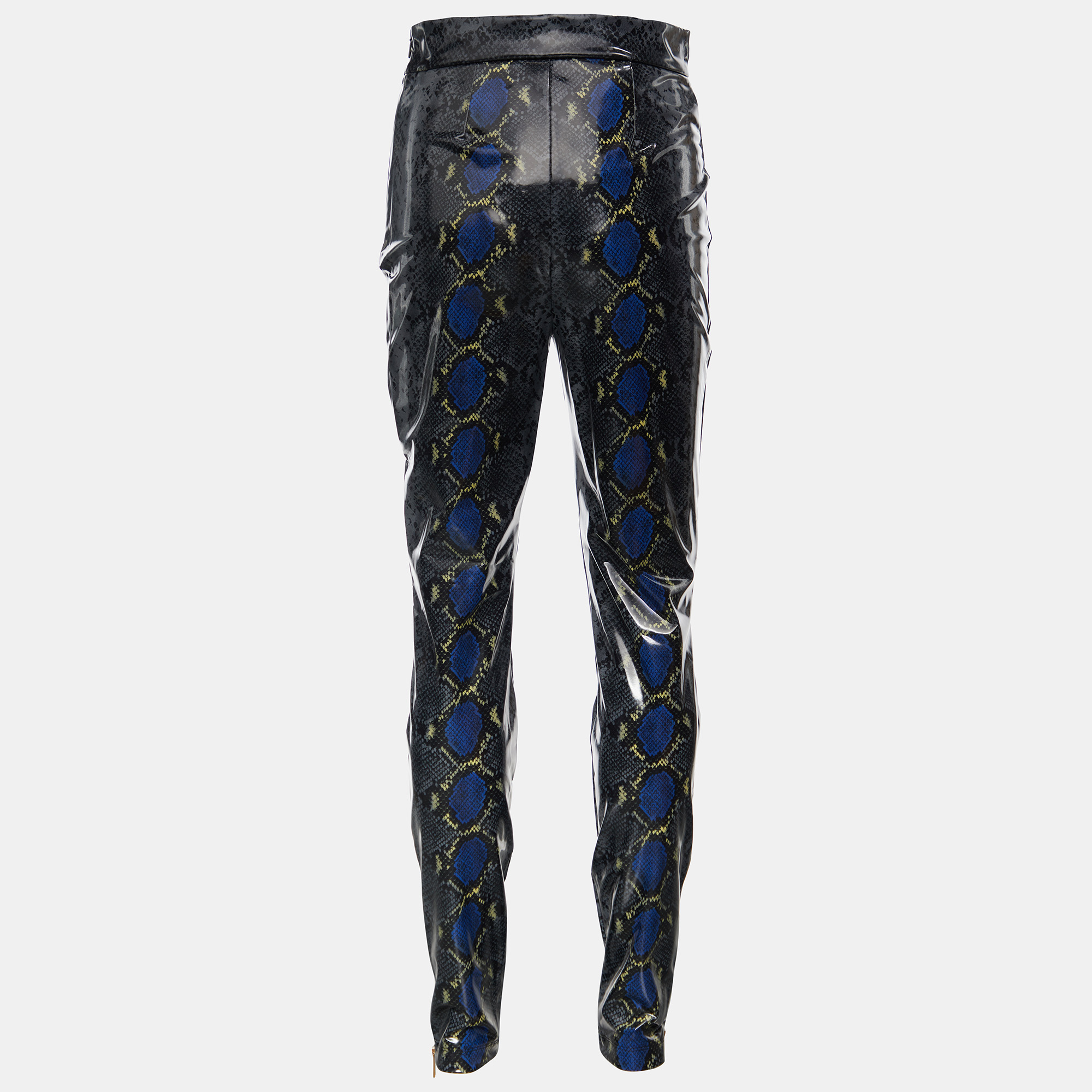 

Versace Grey Snakeskin Print Coated Knit Leggings