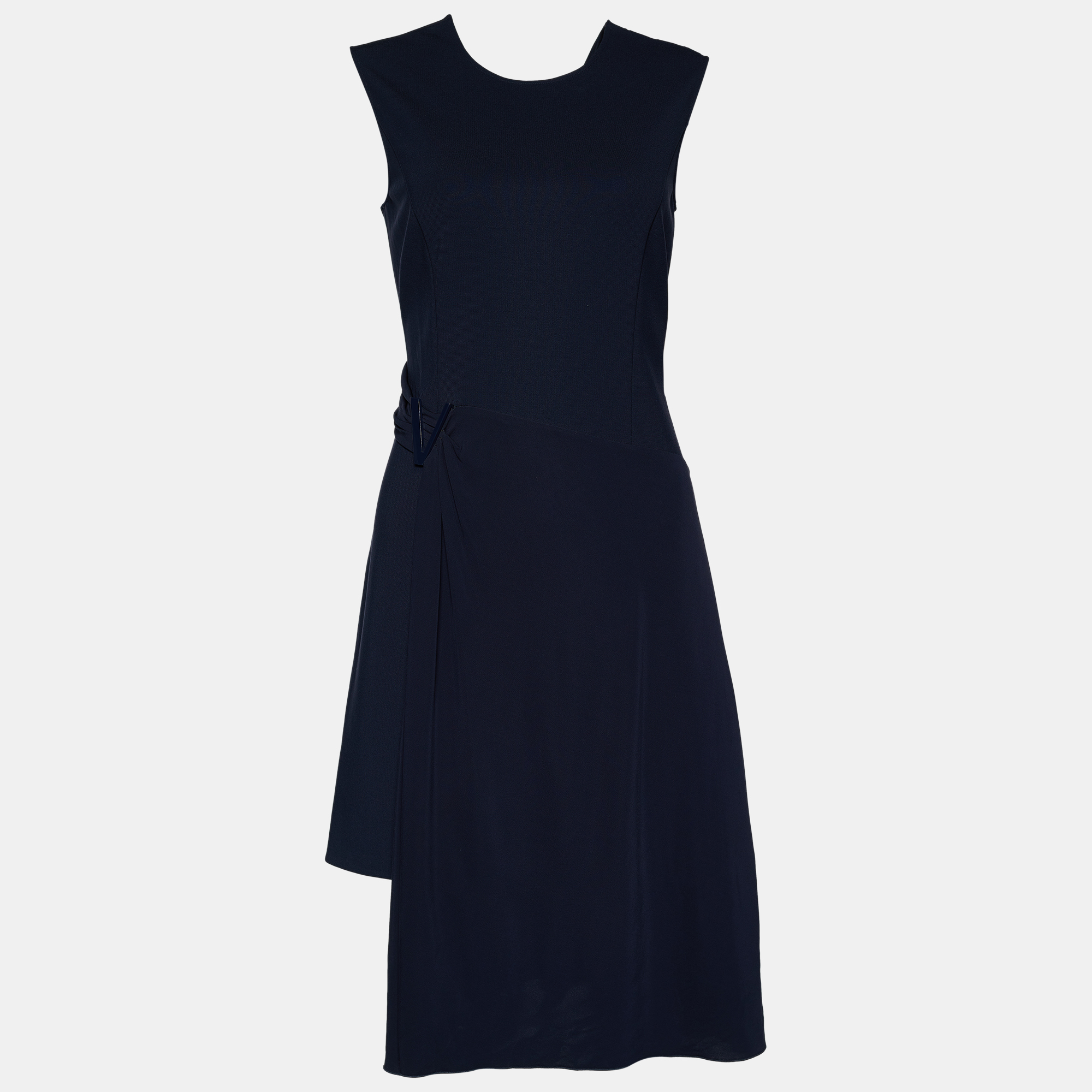 

Versace Navy Blue Knit Overlay Detail Sleeveless Midi Dress