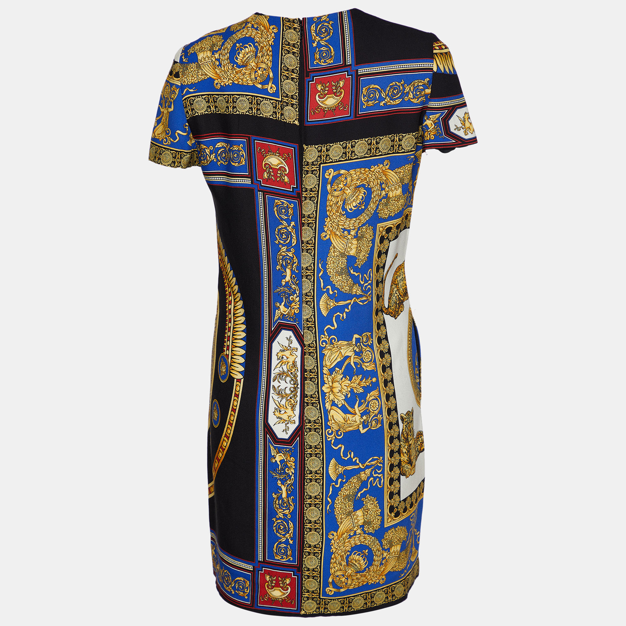

Versace Multicolor Lovers Printed Crepe Shift Dress