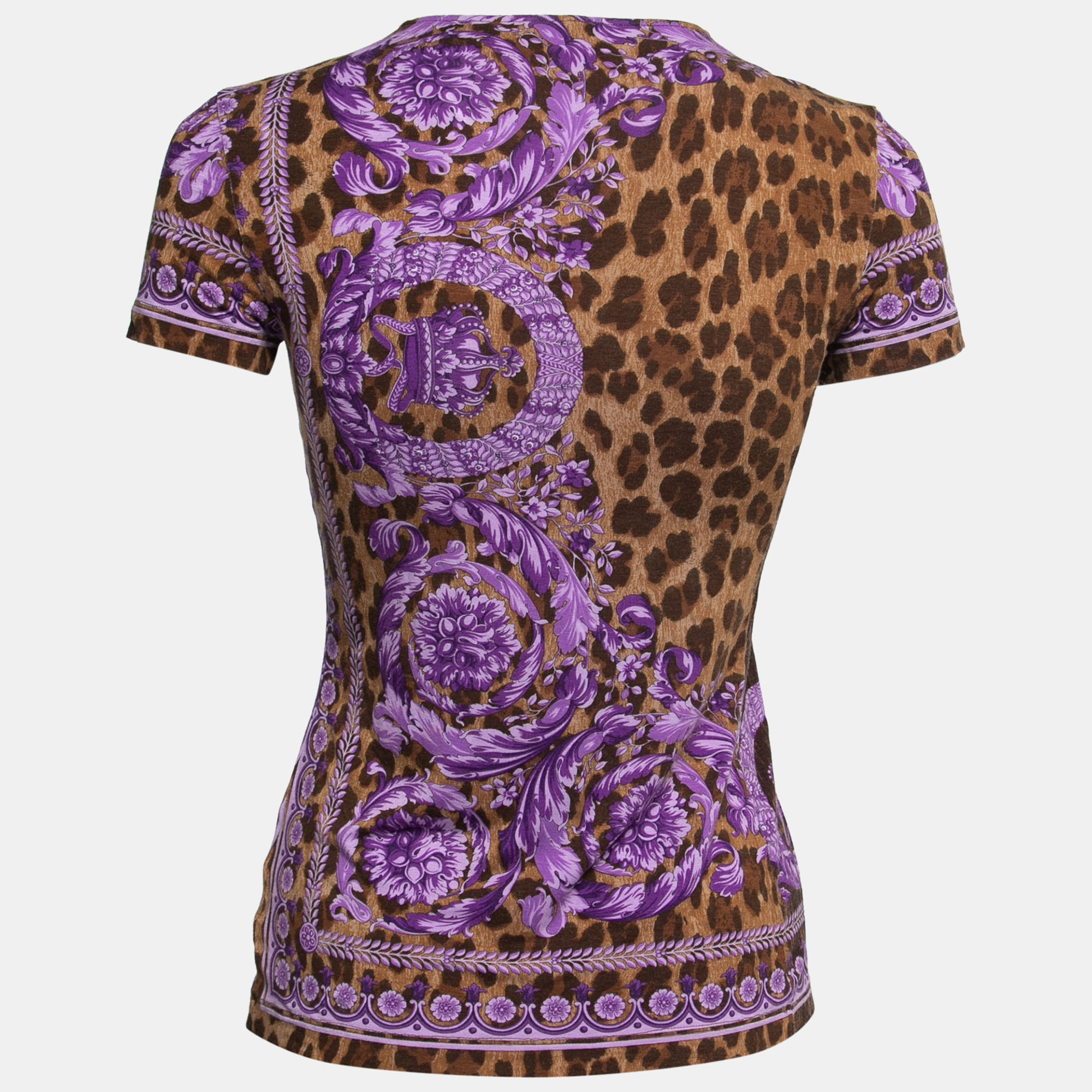 

Versace Brown & Purple Animal Print Jersey Round Neck T-Shirt