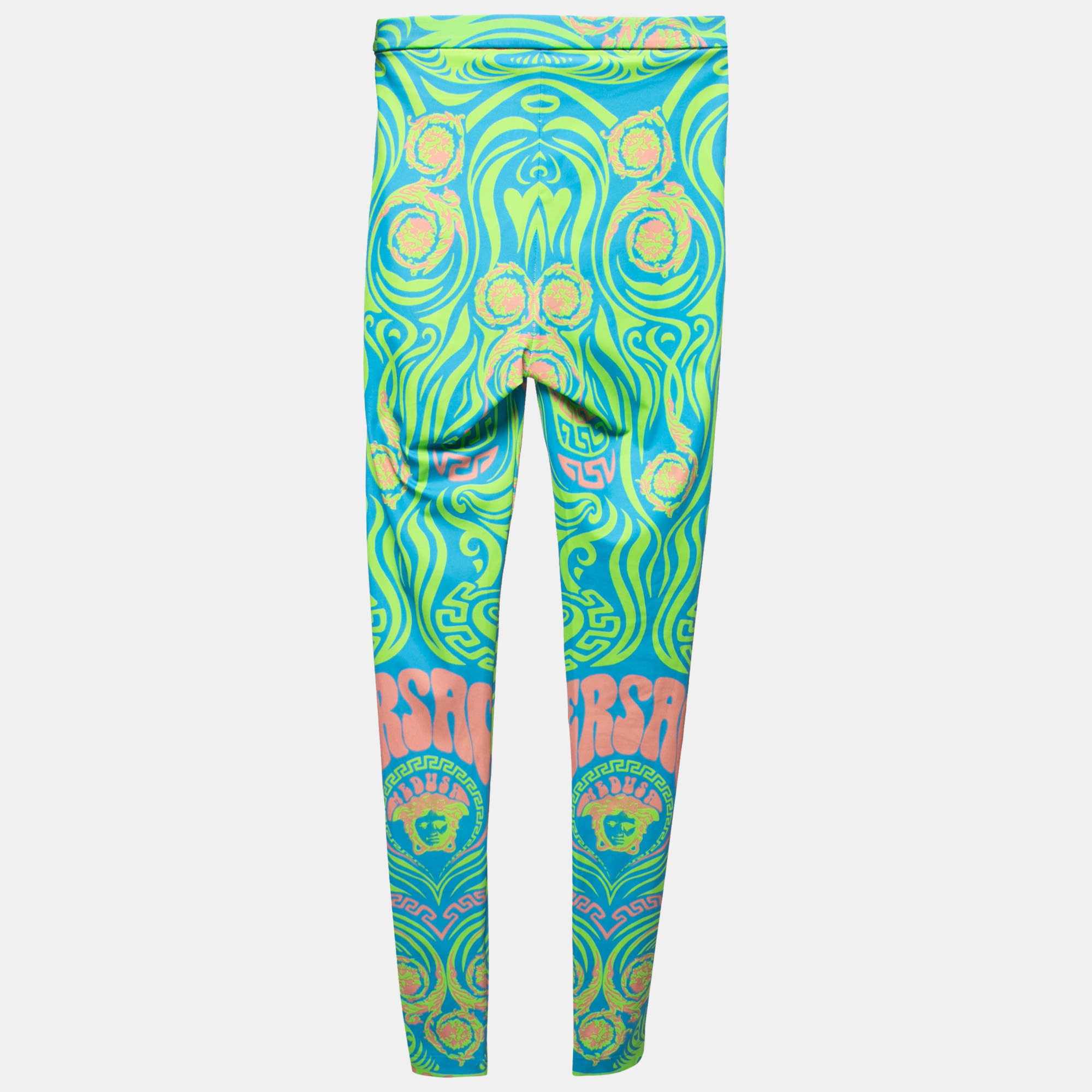 

Versace Green Printed Stretch Knit Leggings