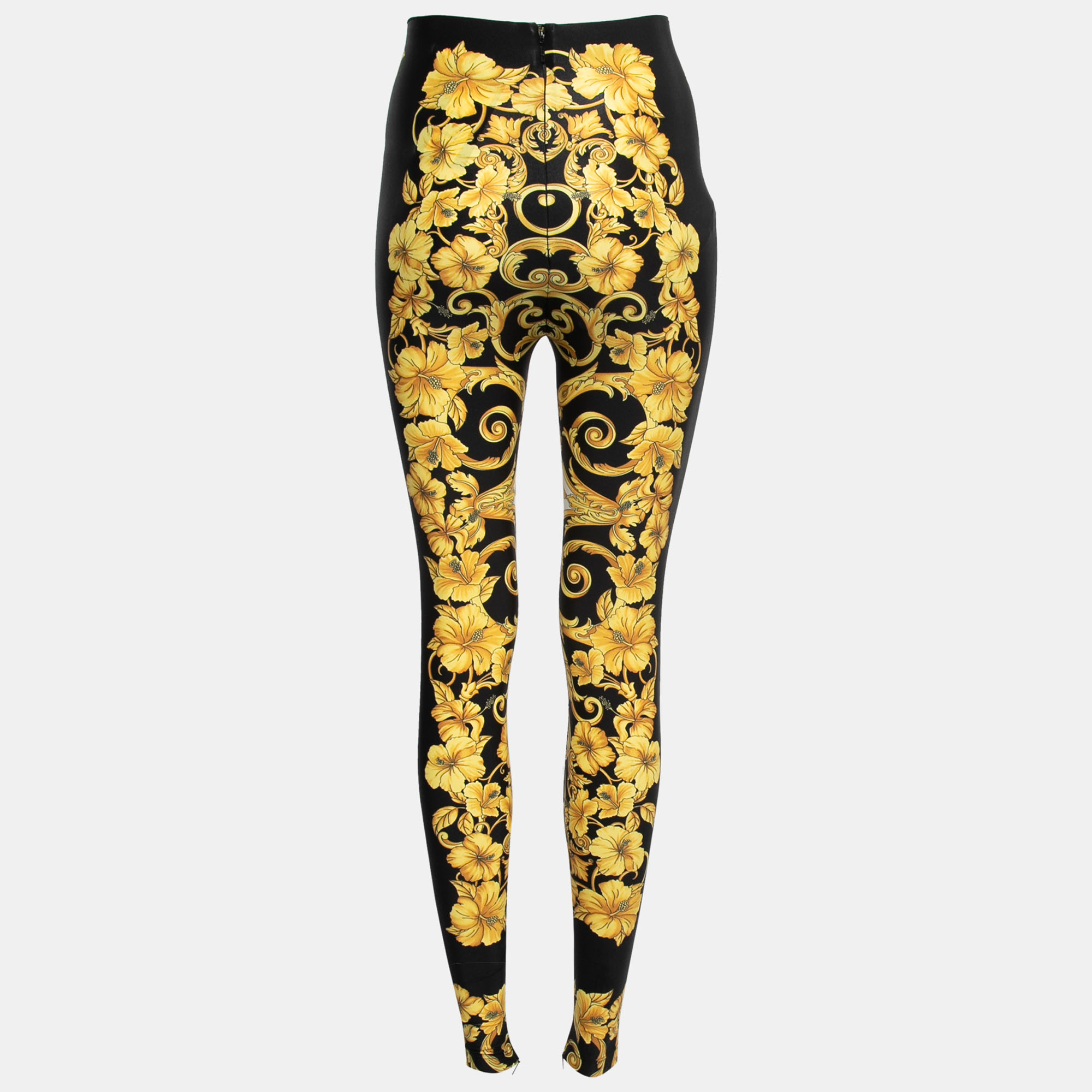 

Versace Black & Gold Satin Baroque Print Leggings