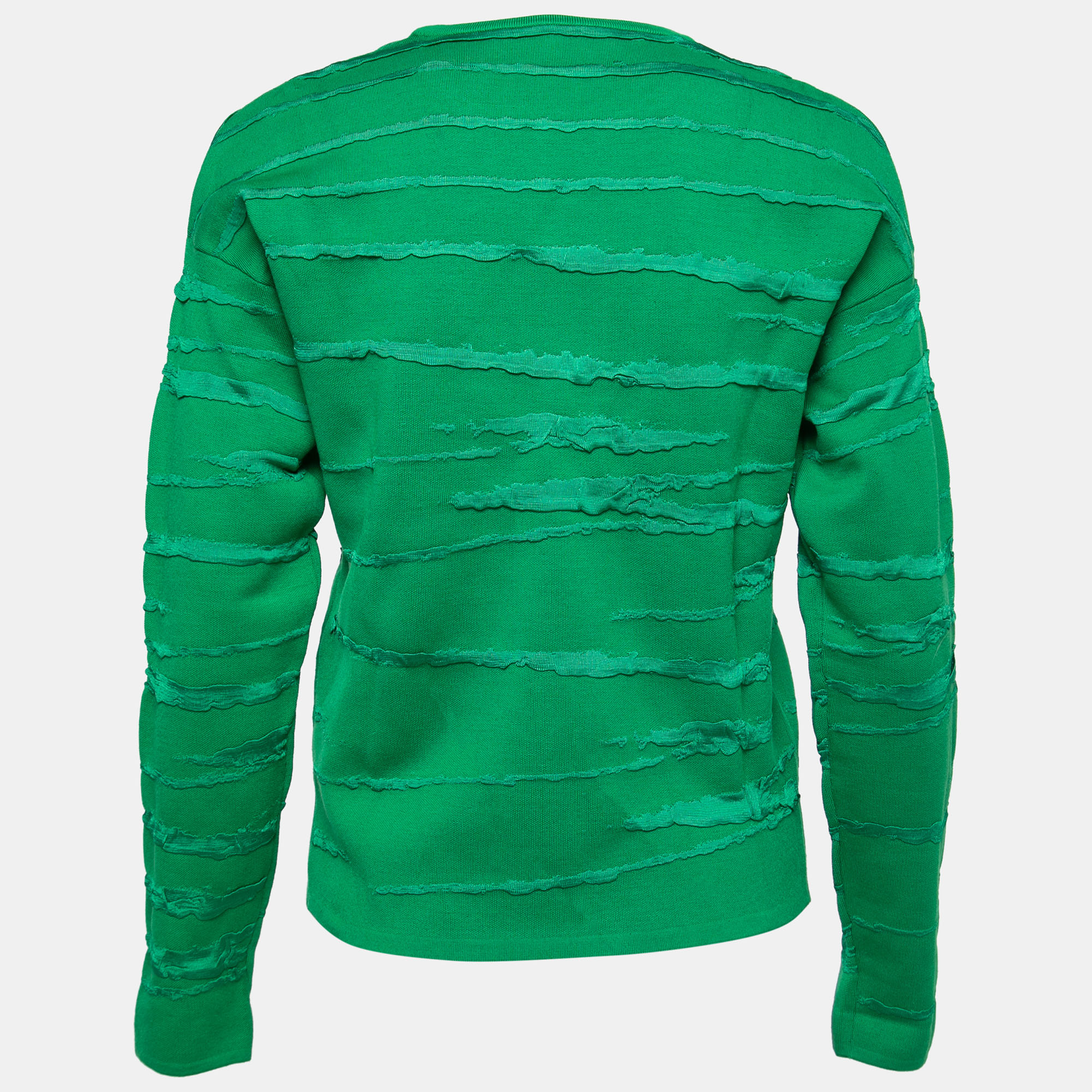 

Versace Green Jacquard Stripe Knit Sweater