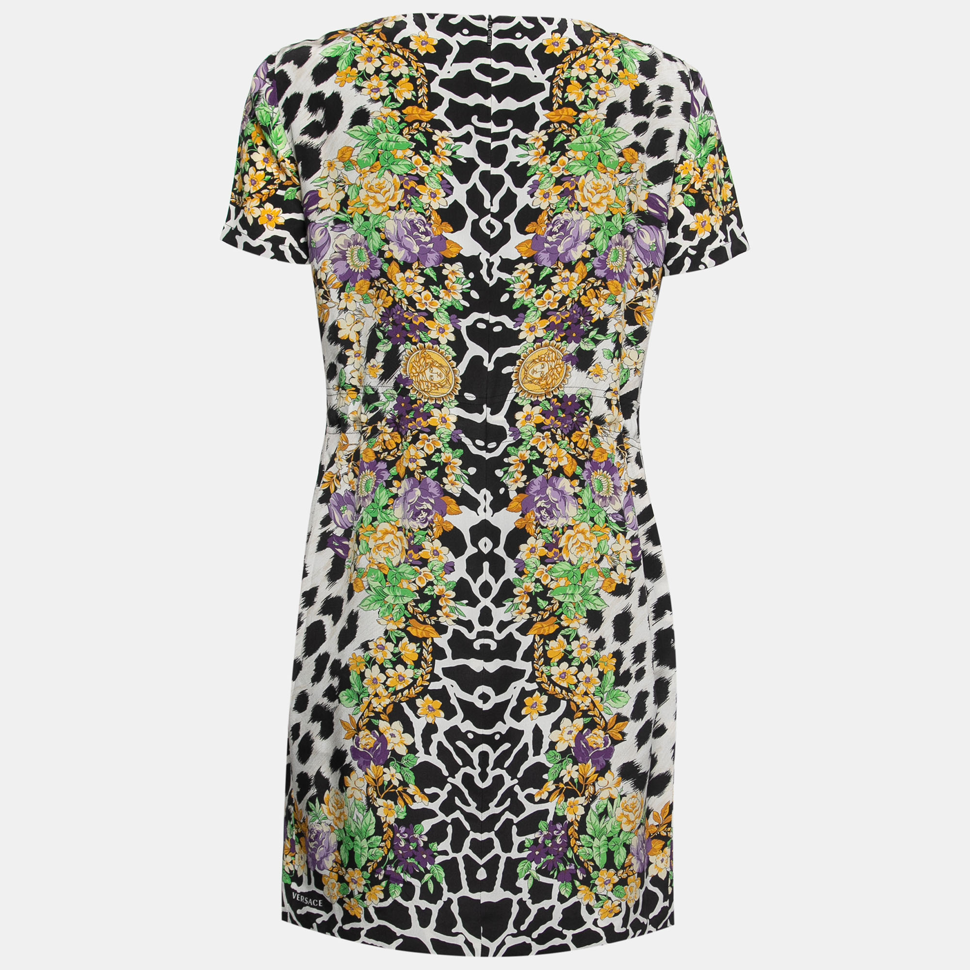 

Versace Multicolor Printed Silk Drawstring Detail Dress