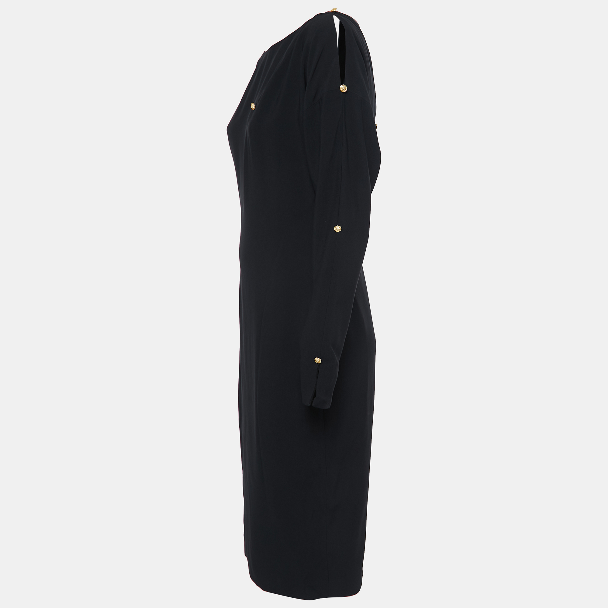 

Versace Black Crepe Cutout Detail Midi Dress