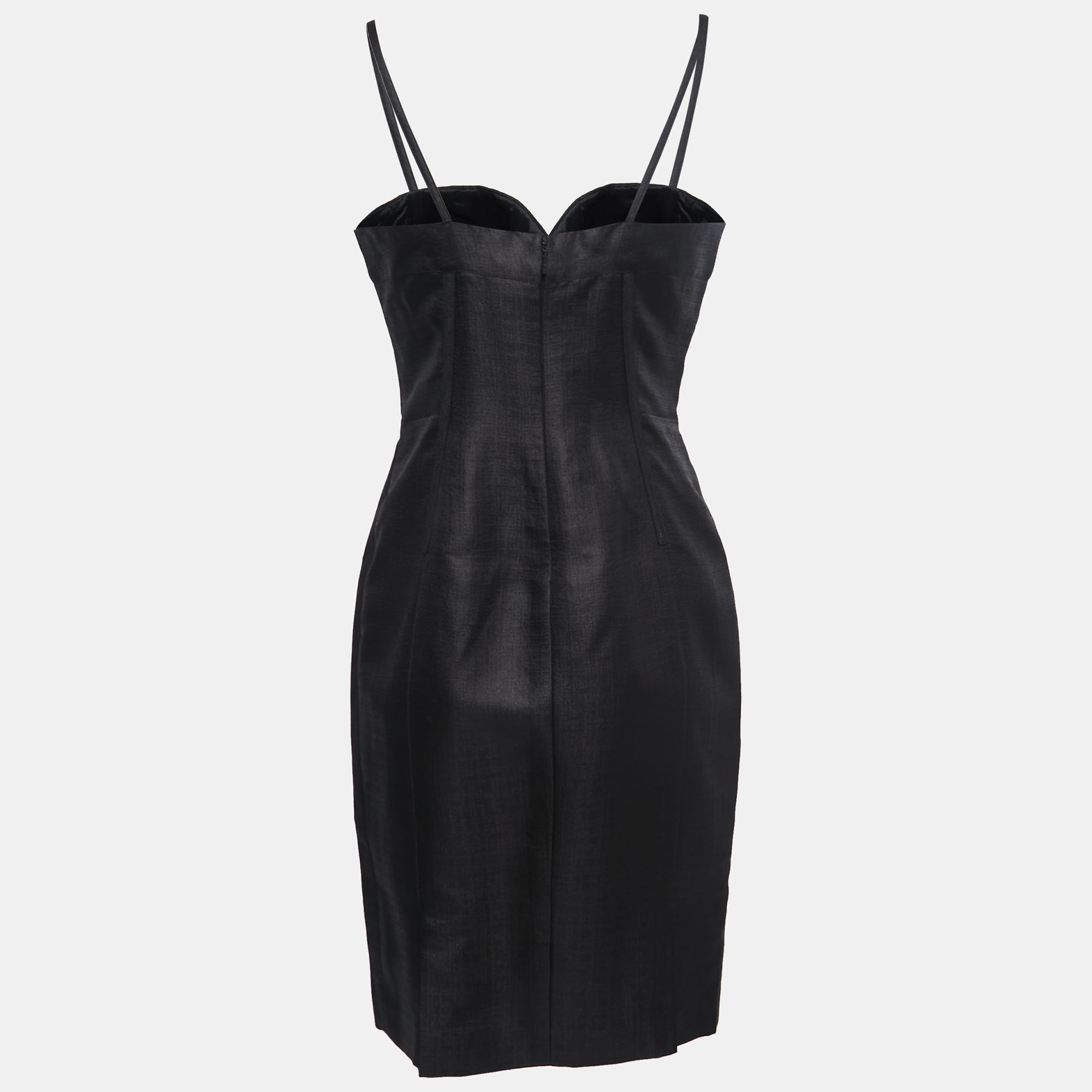 

Versace Black Silk Bustier Midi Dress