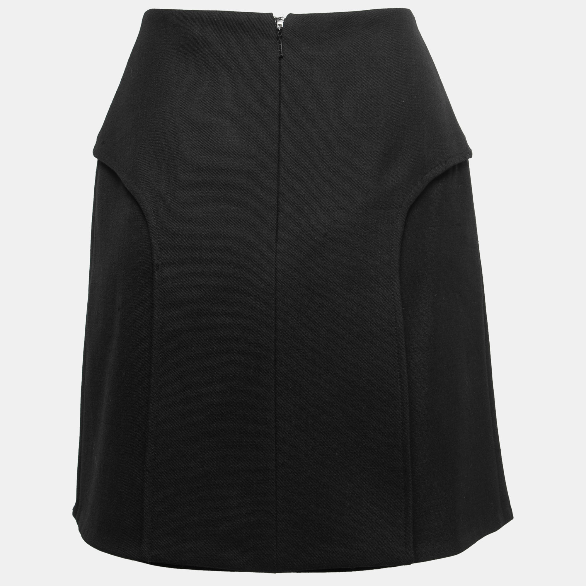 

Versace Black Wool Blend Pleated Midi Skirt