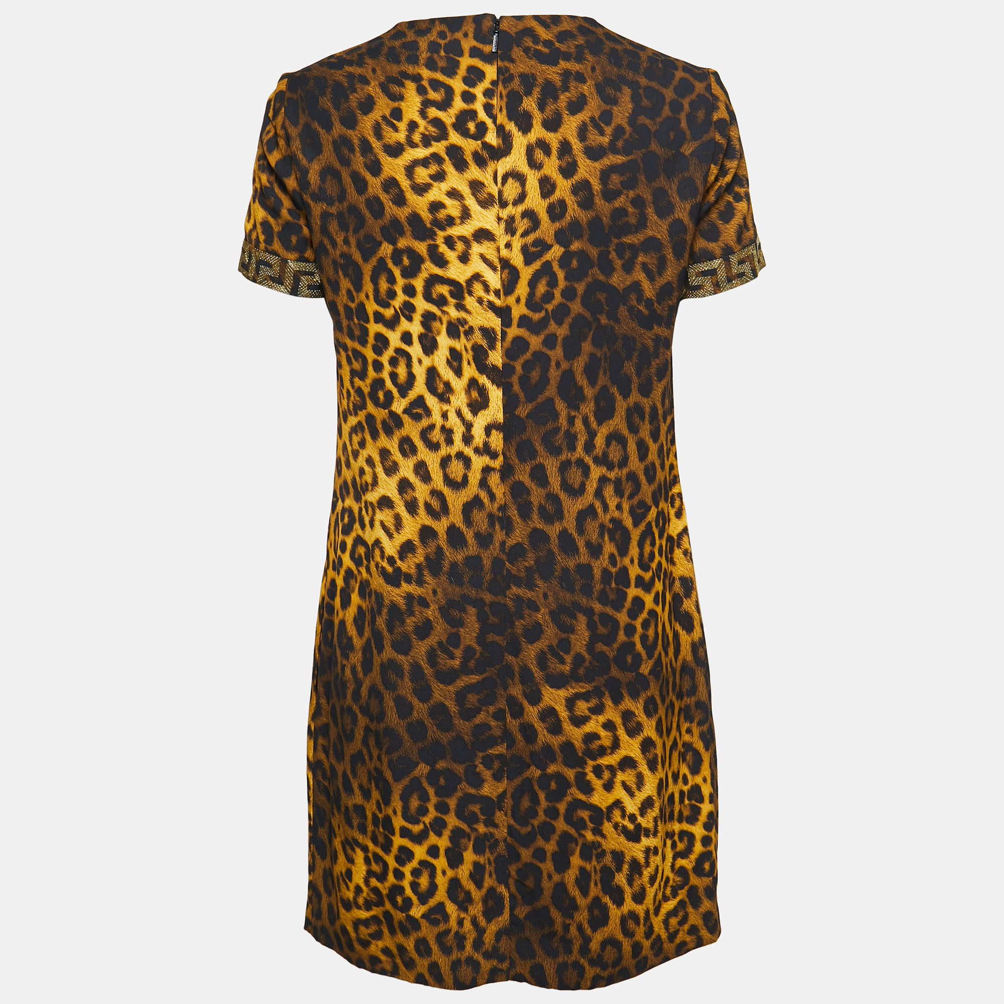 

Versace Yellow Animal Printed Crepe Shift Midi Dress