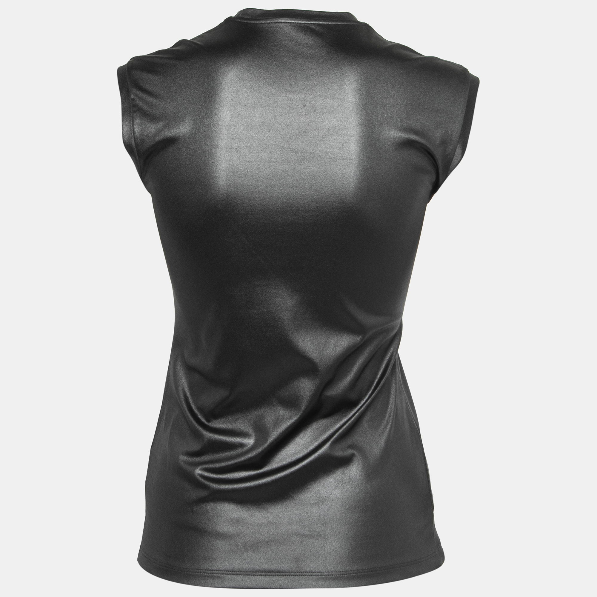 

Versace Black Jersey Logo Print Sleeveless Top